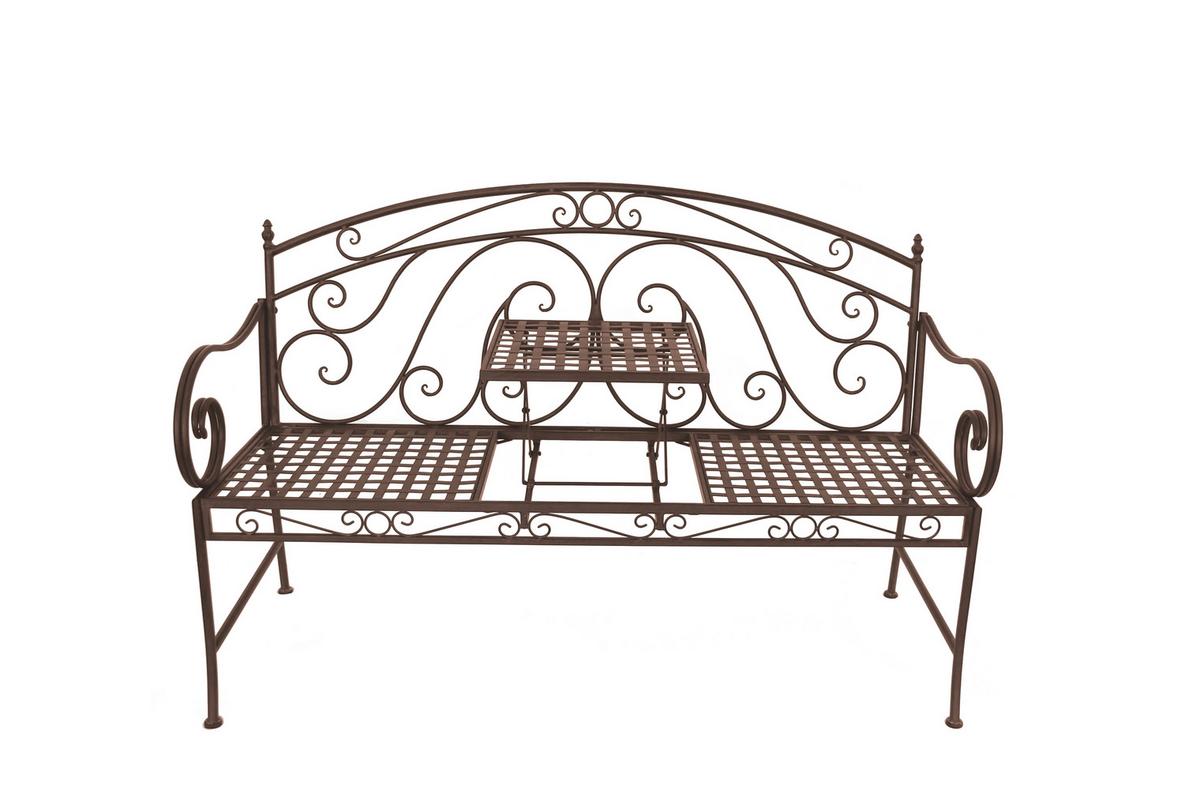 Gartenbank Saket - Braun, Basics, Metall (53/94,5/147cm) - Gardenson