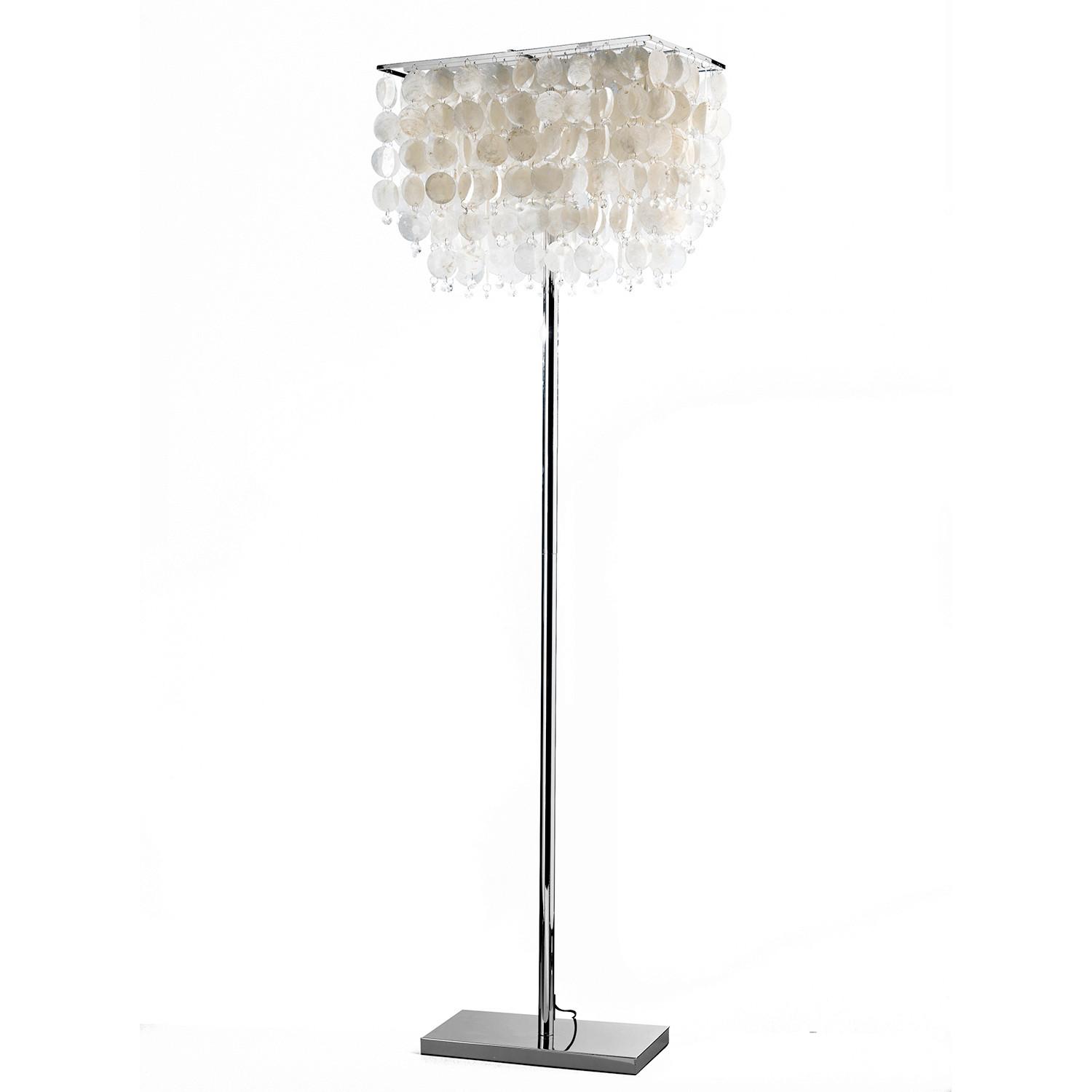 Stehleuchte Hellgrau Chromfarben L: 30 Cm - Chromfarben/Hellgrau, Basics, Naturmaterialien/Kunststoff (30/50/155cm)