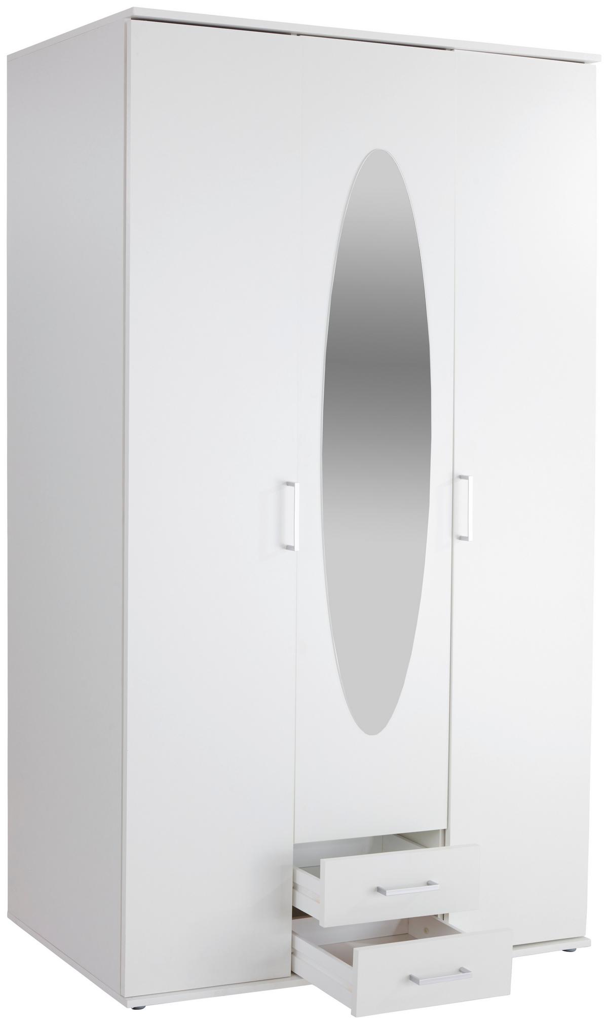 Drehtürenschrank Mit Spiegel 120 Cm Paul, Weiß - Eichefarben/Weiß, Basics, Glas/Holzwerkstoff (120/196/55cm)