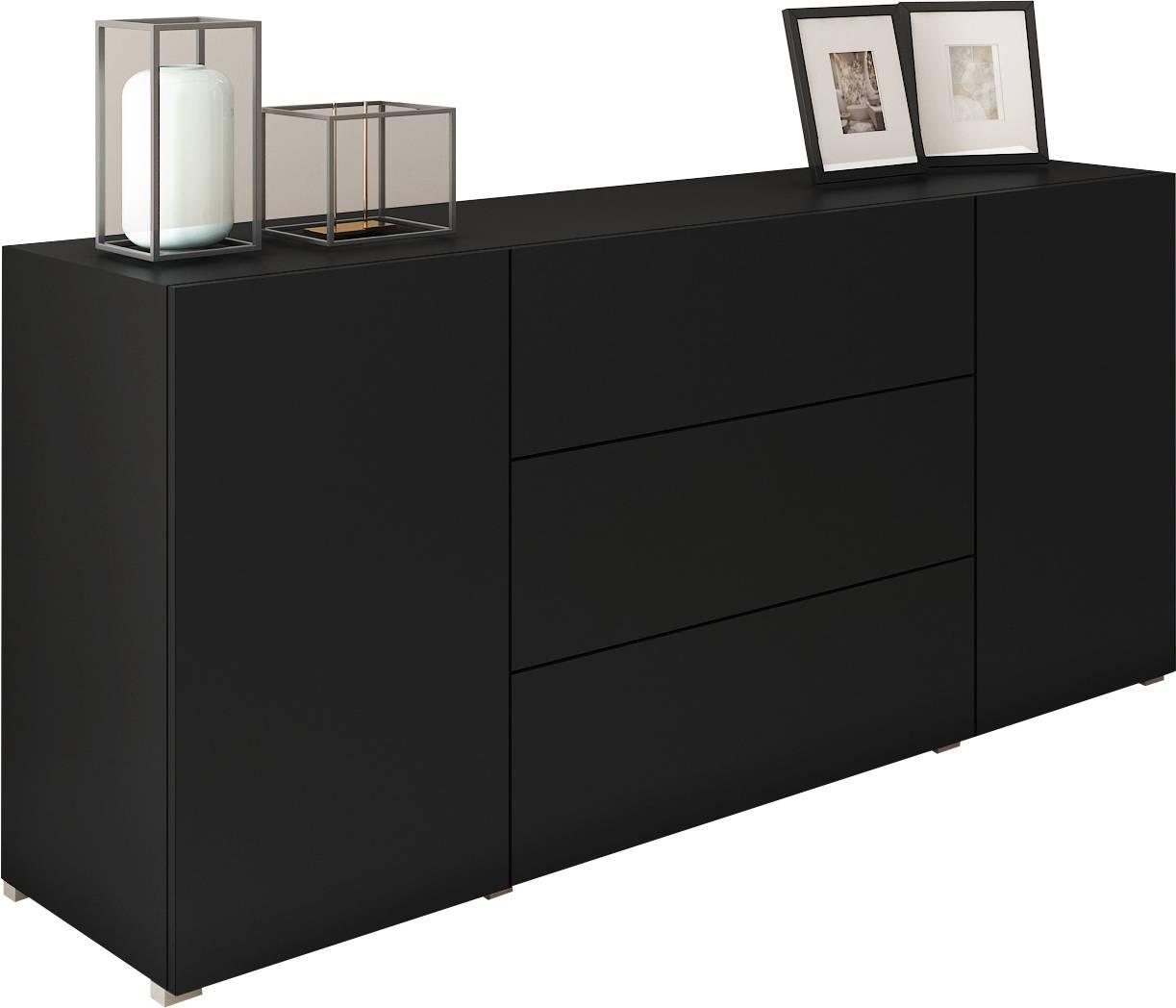 Wohnwand Berlin 150 Schwarz B: 150 cm - Schwarz/Grau, Design, Holzwerkstoff (150/68/38,5cm) - P & B