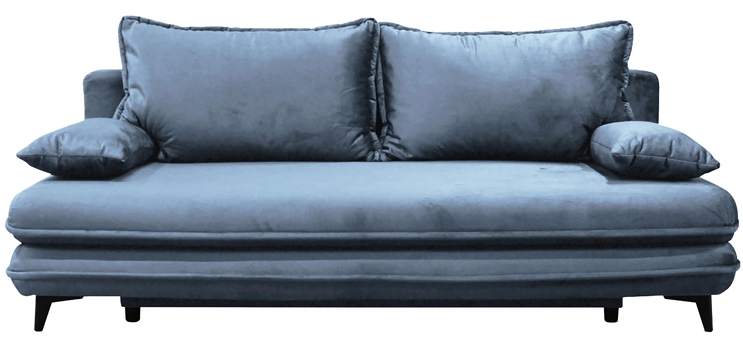 Schlafsofa Look Hellblau Inkl.bettkasten+schlaffunktion - Schwarz/Hellblau, Design, Textil (217/73/86/106cm) - MID.YOU