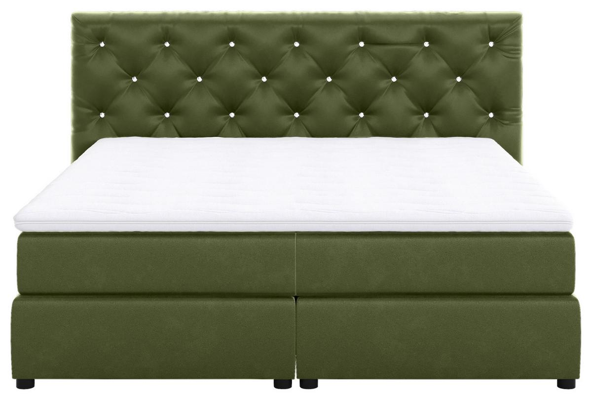 Boxspringbett Castle Grün Lxf: ca. 160x200 cm - Schwarz/Grün, Holzwerkstoff/Textil (160/200cm) - MID.YOU