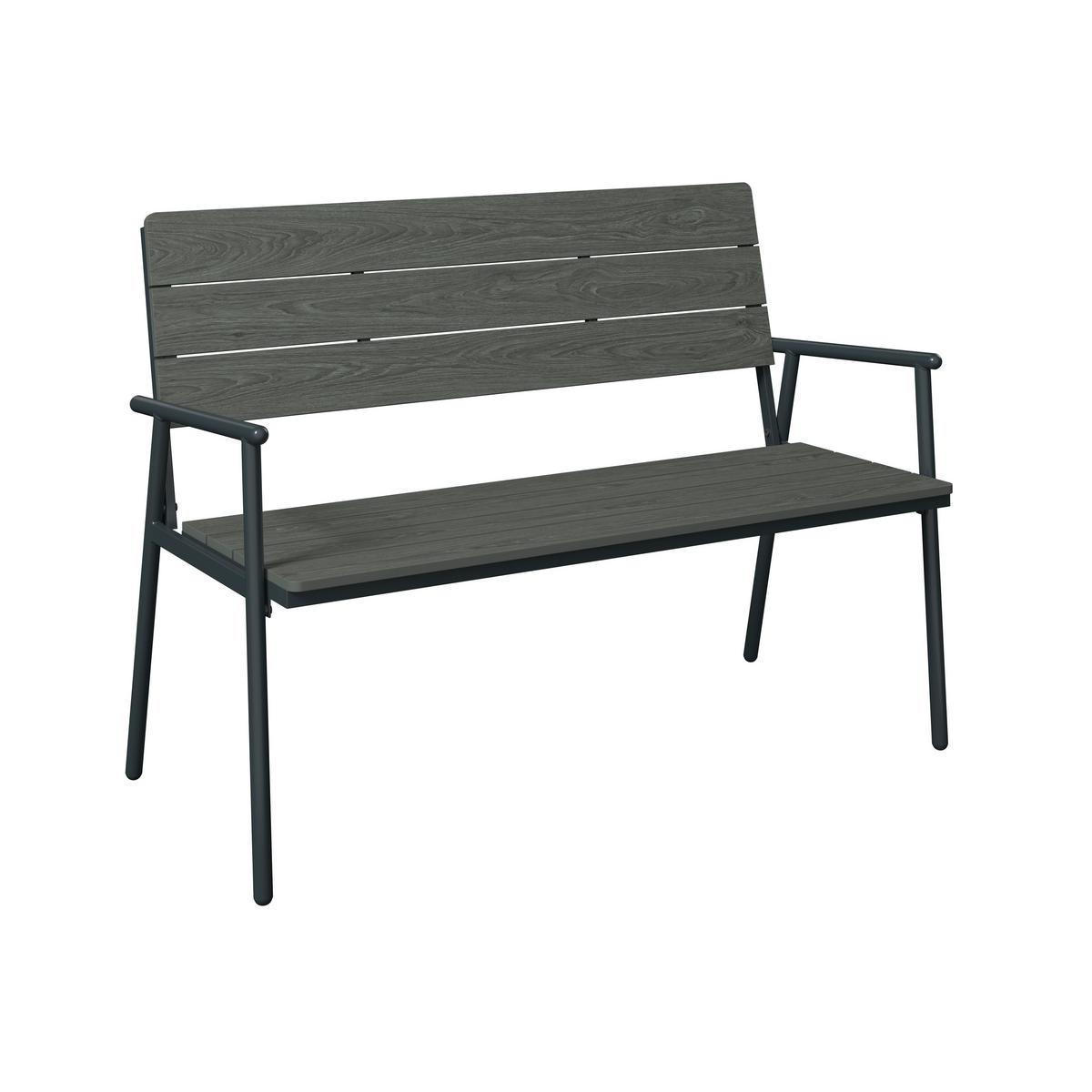 Gartenbank Marbella - Schwarz/Grau, MODERN, Kunststoff/Metall (116/58/85cm) - Beldano