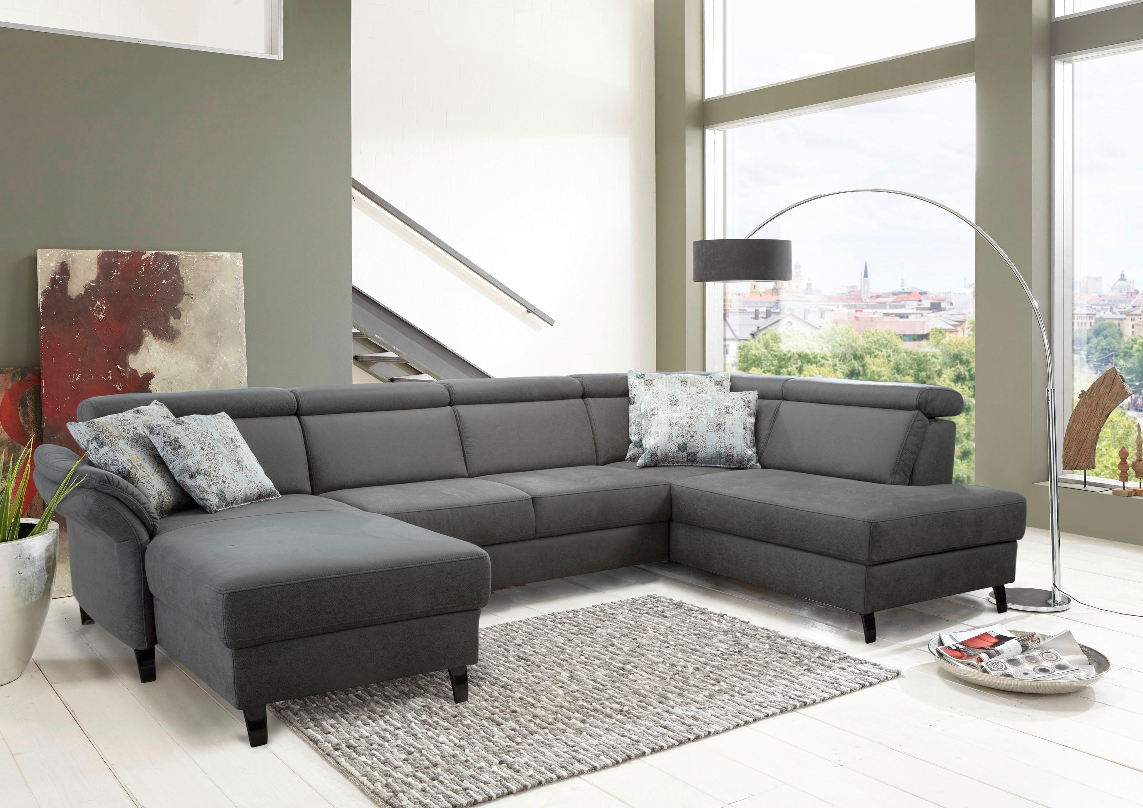 Wohnlandschaft Arngast rechts anthrazit 165x317x193 cm - Anthrazit/Schwarz, KONVENTIONELL, Textil (165/317/193cm) - Sit & More
