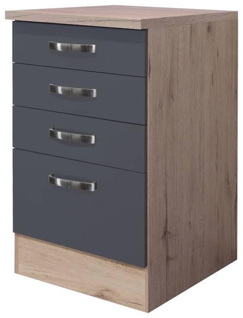 Spodní skříňka se zásuvkami SHADOW USSA50 šedá - dub San Remo/tmavě šedá, Moderní, kov/kompozitní dřevo (50/85/60cm)