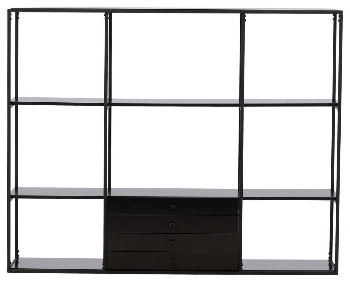 Regal Amarillo - Nussbaumfarben/Schwarz, Design, Holzwerkstoff/Metall (150/120/35cm) - Livetastic