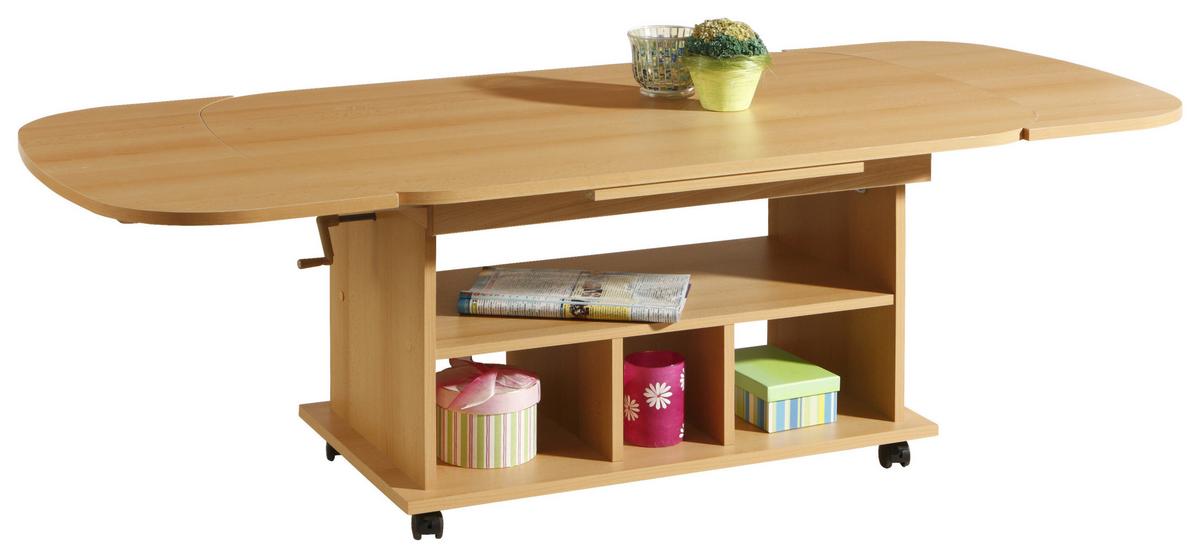 Couchtisch Babsi IIi - Buchefarben, MODERN, Holzwerkstoff/Kunststoff (107-157/67/53-63cm) - MID.YOU