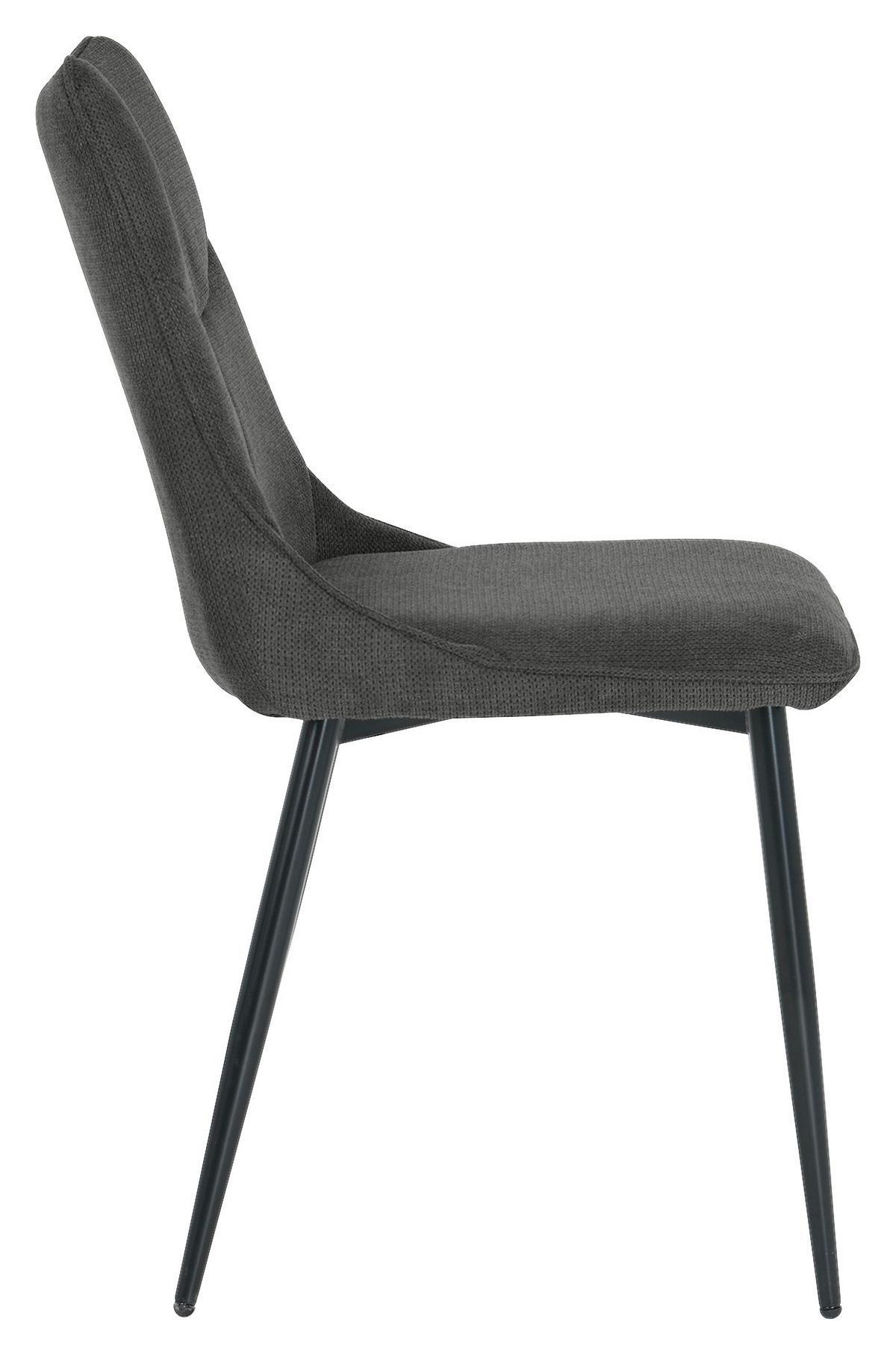 Esszimmerstuhl Carlo Anthrazit, Schwarz 2er Set - Anthrazit/Schwarz, Design, Textil/Metall (59/88/47cm) - MID.YOU