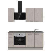 Kuchynská linka 180 cm, šedý betón/ kamenná šedá - sivá/farba ušľachtilej ocele, Modern, kov/kompozitné drevo (180cm) - Nobilia