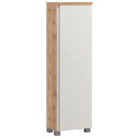 Midischrank Arosa B: 40 cm Weiß/Eiche Dekor - Eiche Wotan/Silberfarben, MODERN, Holzwerkstoff (40/130/35cm) - Held