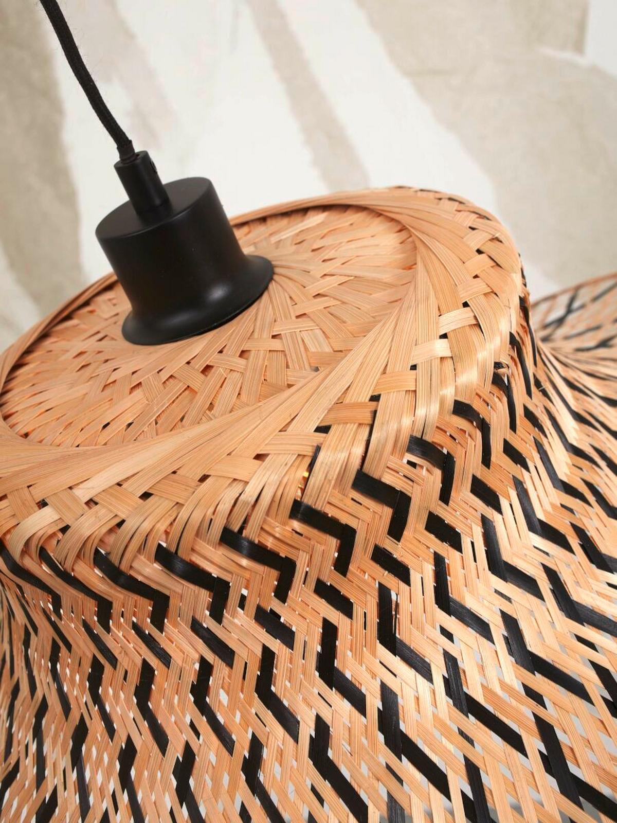 Hängeleuchte Ibiza/h50/bn - Schwarz/Naturfarben, Trend (50/50/15cm) - Good & Mojo