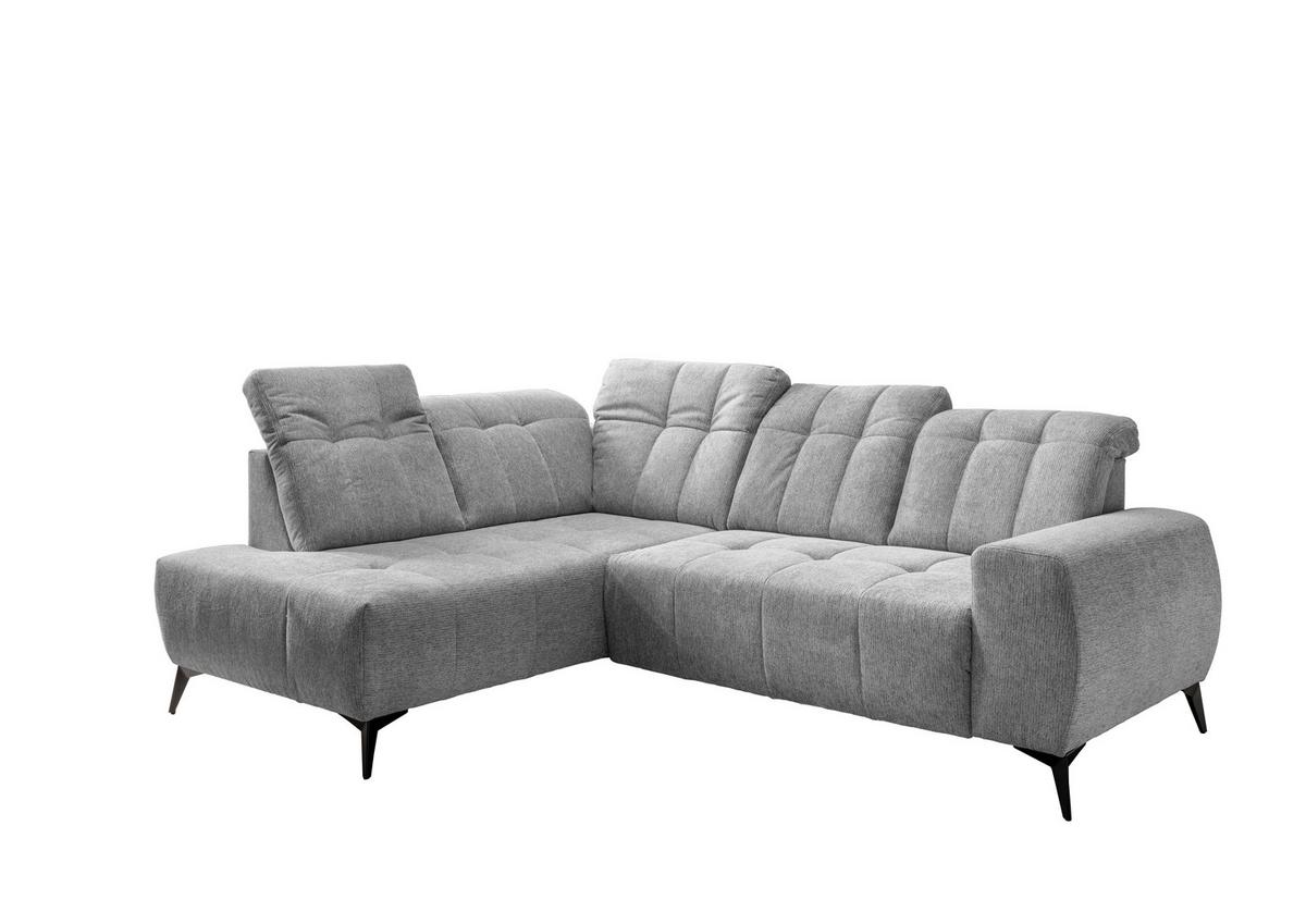 Ecksofa Mit Usb Anschluss Sano, Silberfarben, S: 200x261 Cm - Silberfarben/Schwarz, MODERN, Textil (200/261cm) - Livetastic