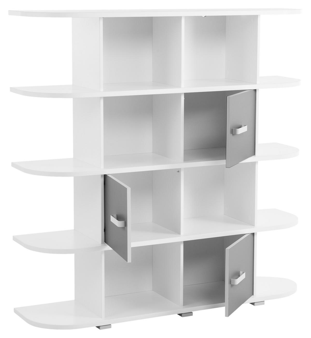 REGÁL YORIS - šedá/bílá, Design, kov/kompozitní dřevo (141,6/141/38cm) - MID.YOU