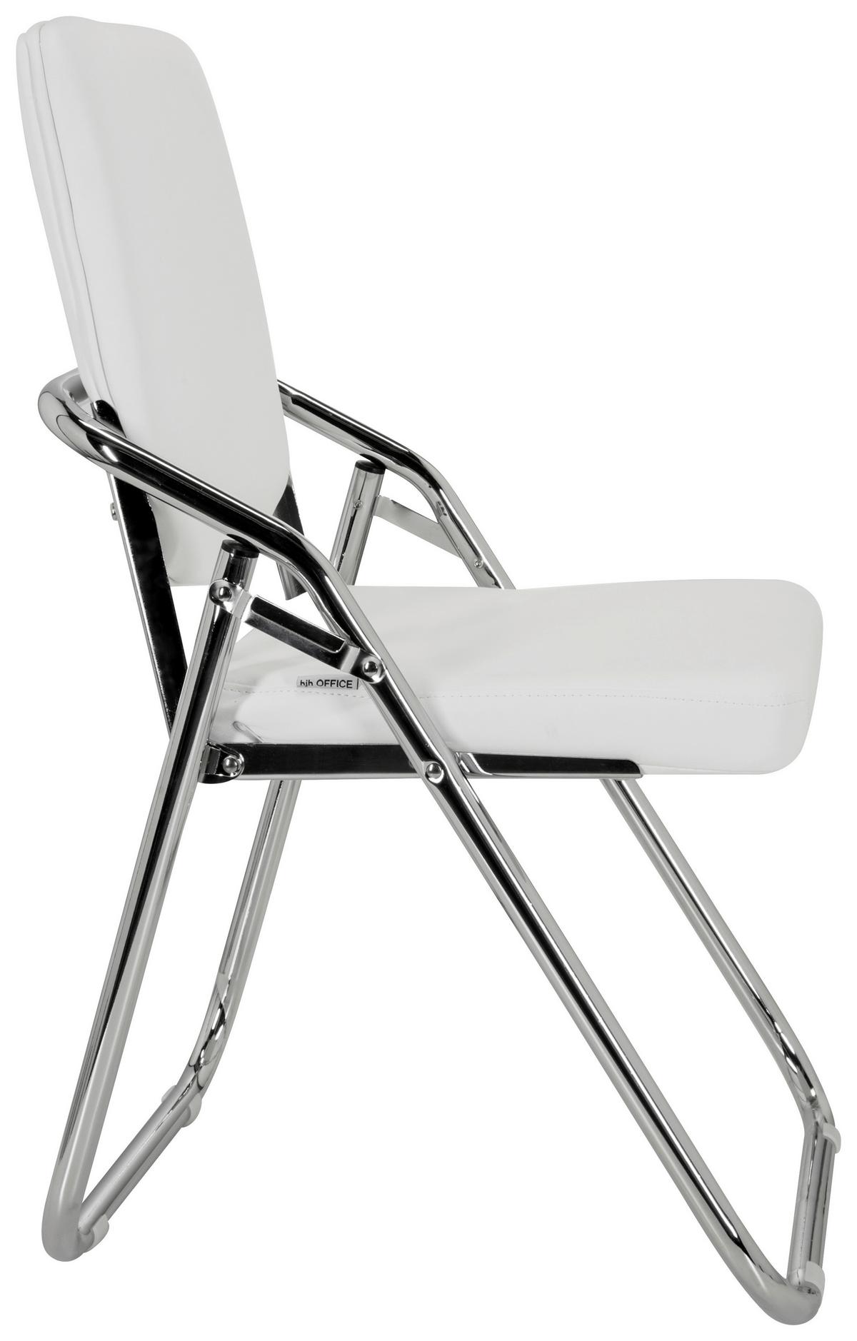 Besucherstuhl Esto Weiß Klappbar - Chromfarben/Weiß, Basics, Textil/Metall (46/90/40cm) - MID.YOU