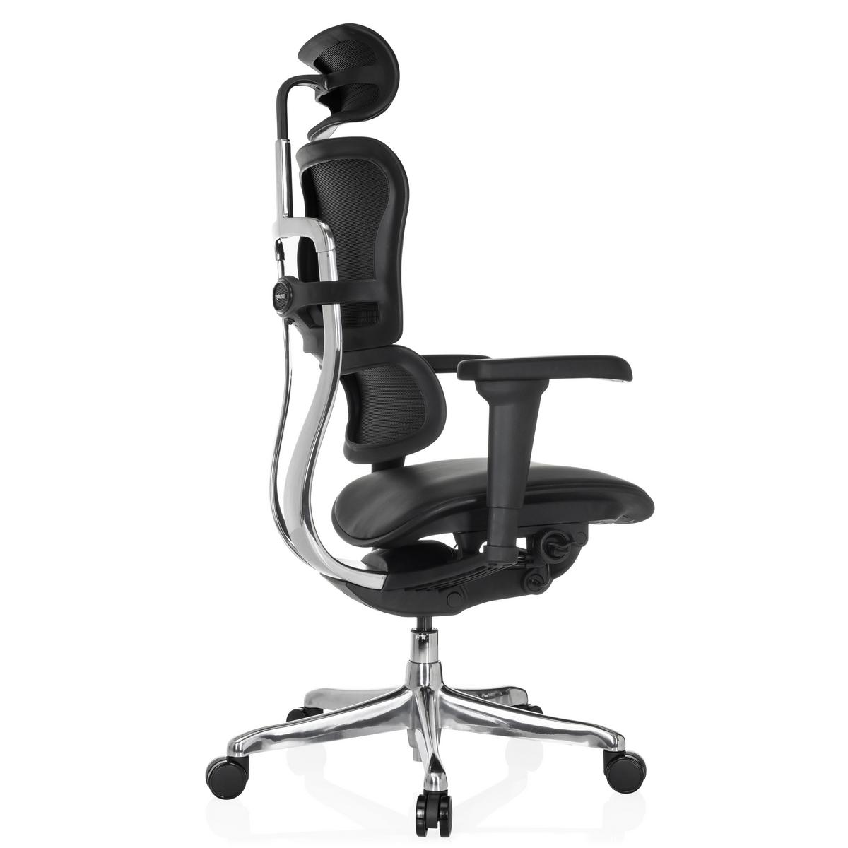 Drehstuhl Schwarz B: 65 Cm - Silberfarben/Schwarz, MODERN, Leder/Kunststoff (65/114-132/60cm) - MID.YOU