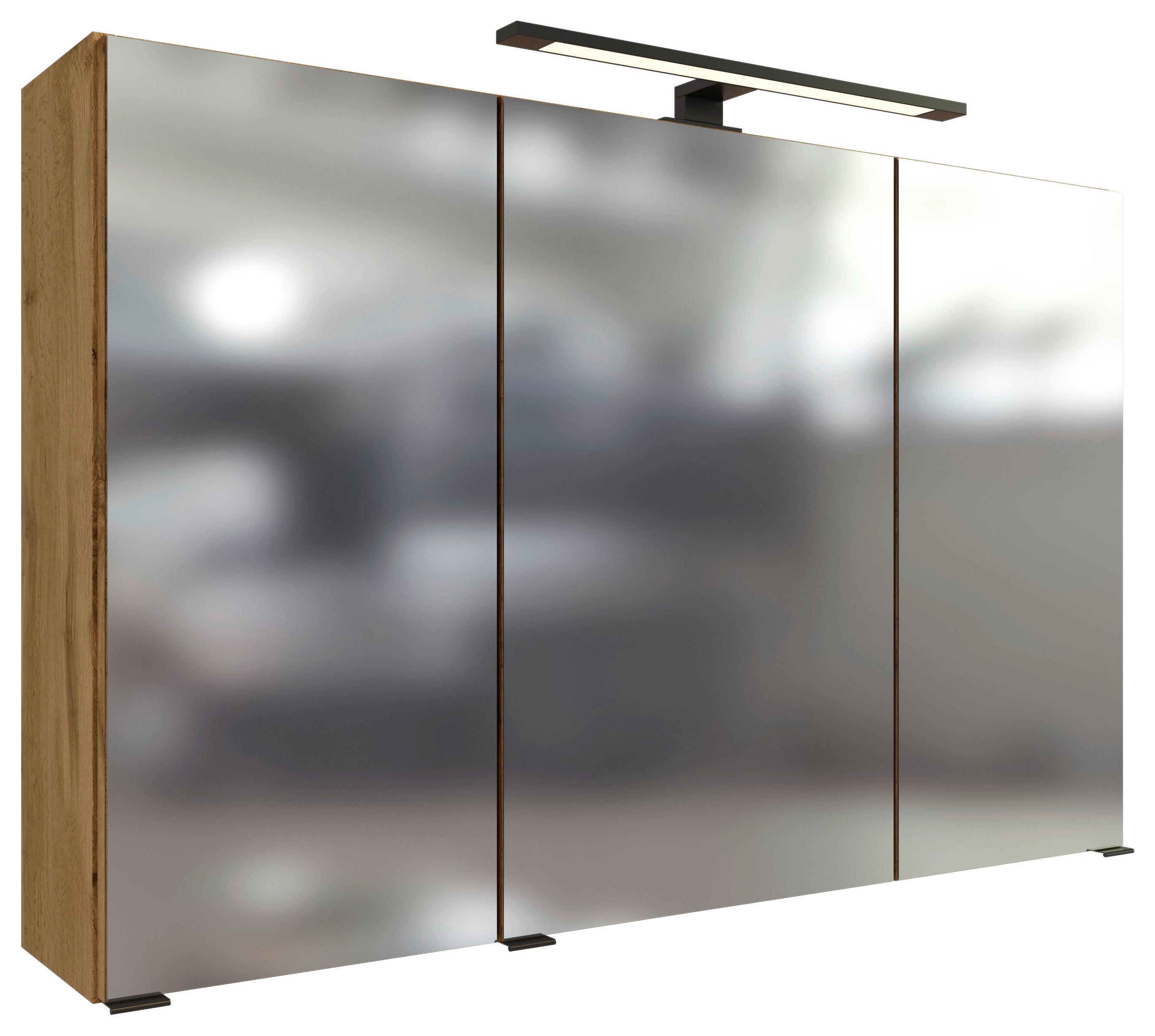 Spiegelschrank Manchester LED 3 Türen 100x64x20 cm - Eichefarben, MODERN, Glas/Holzwerkstoff (100/64/20cm) - Held