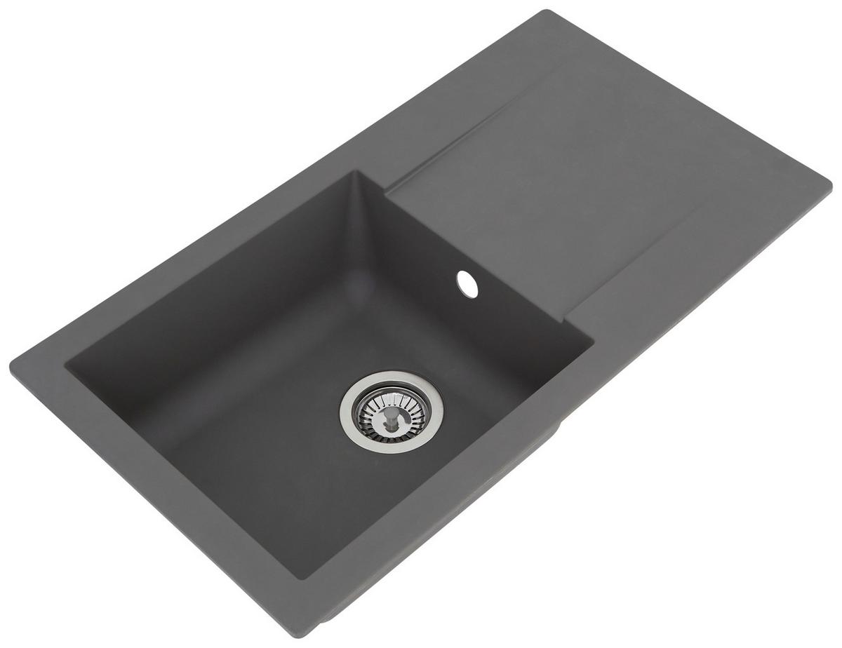 Spüle Respekta Denver Kunststein Bxt: 78x43,5 cm - Grau, Trend, Glas/Kunststoff (78/17/43,5cm) - Respekta