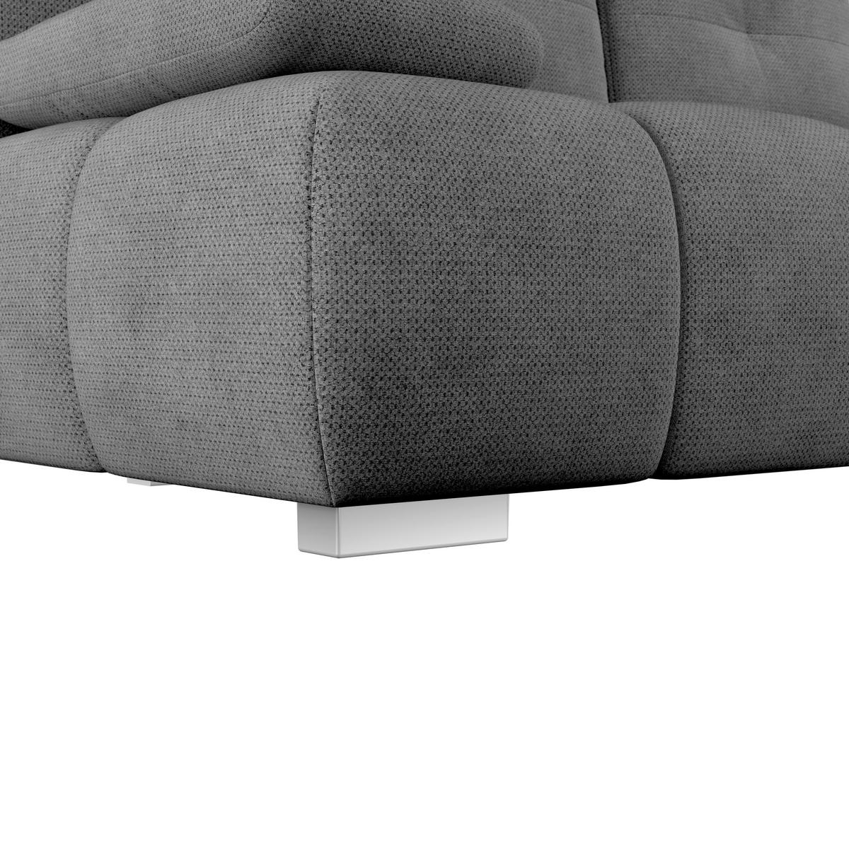 Boxspringsofa mit Bettkasten Webstoff dunkelgrau, B: 206 cm - Chromfarben/Dunkelgrau, Trend, Holzwerkstoff/Textil (206/90/105cm) - Luca Bessoni