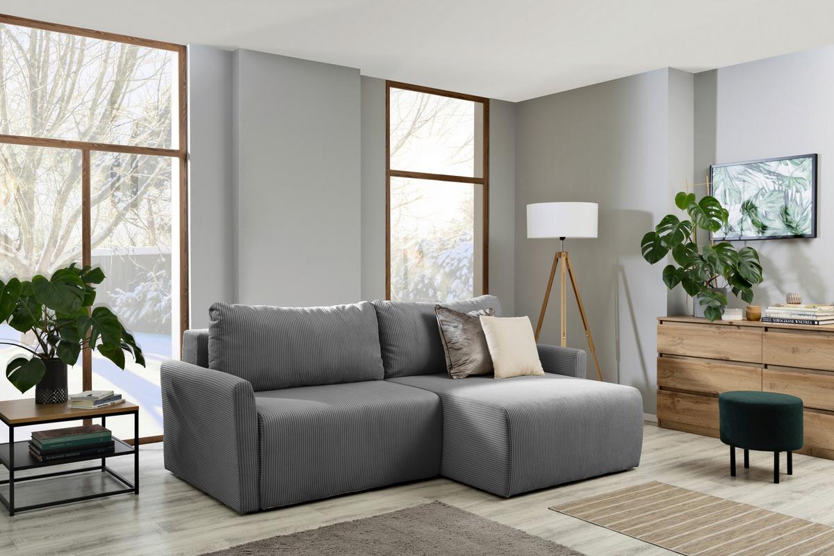 Ecksofa mit Schlaffunktion Sonos, Anthrazit 228x146 cm - Ecru/Anthrazit, MODERN, Textil (228/146cm)