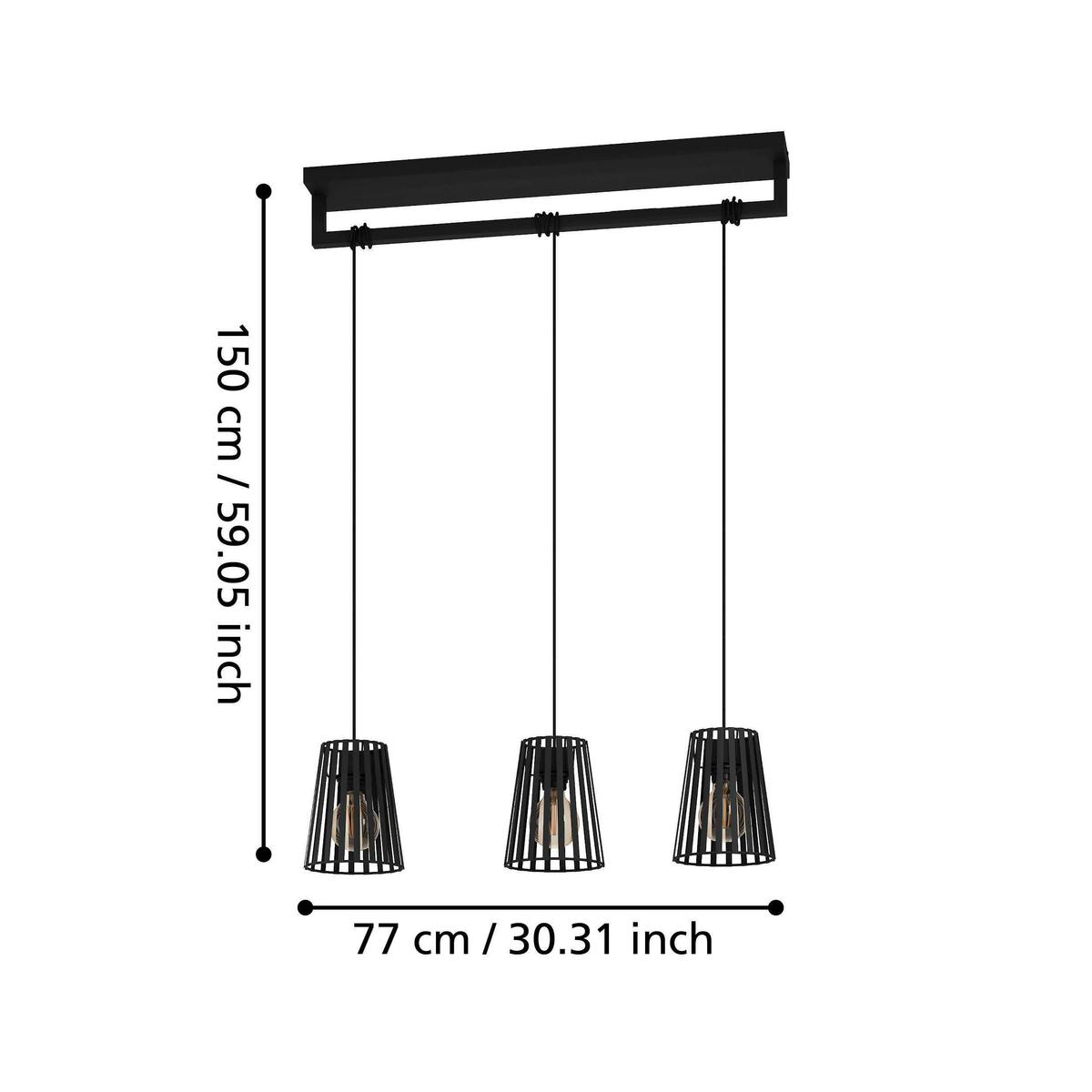 ZÁVĚSNÉ SVÍTIDLO BOGOTA - černá, Basics, kov (77/16/150cm) - Eglo