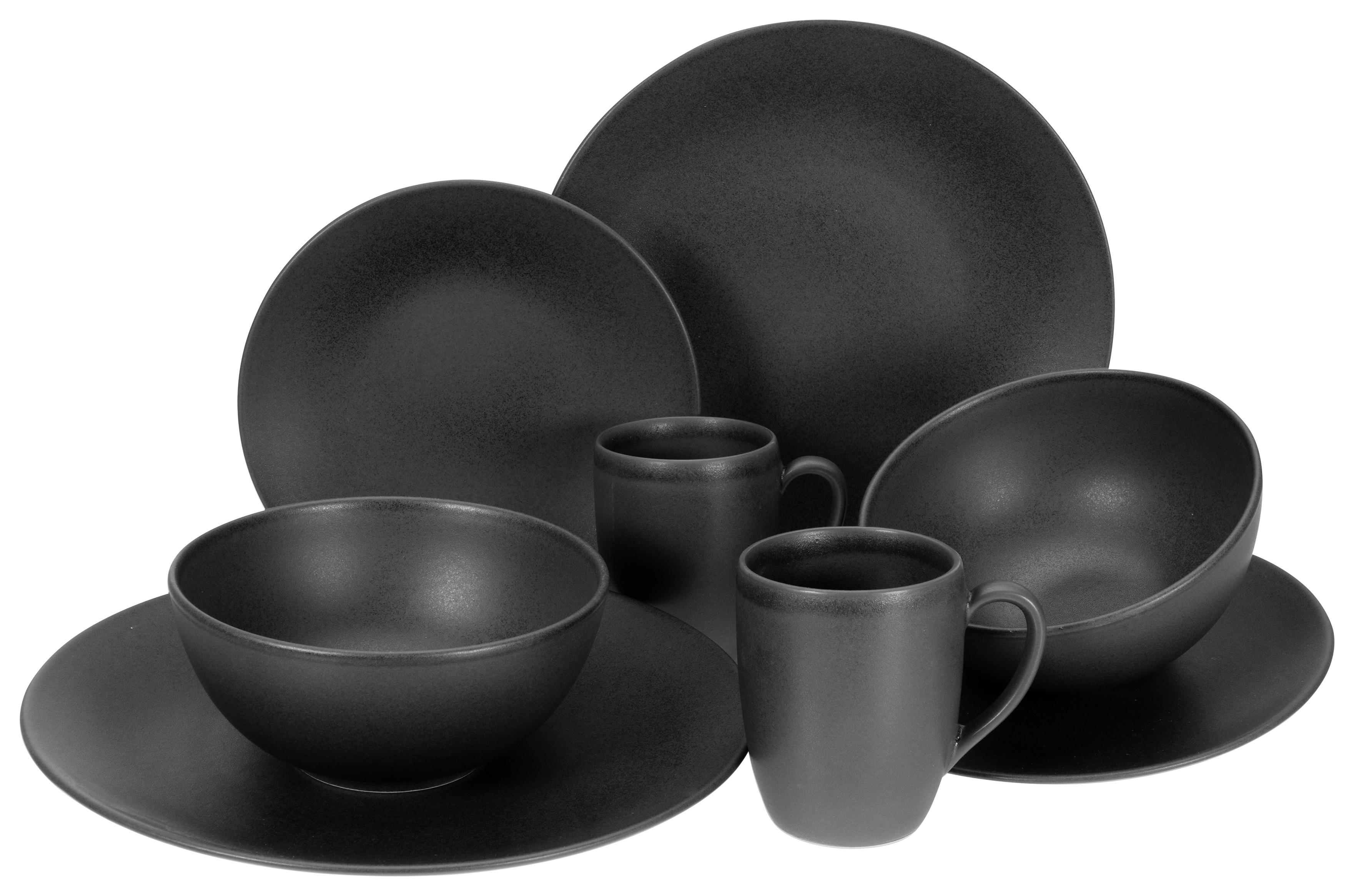 Kombinovaný Servis Soft Touch Black, 8- Dielny, Čierna - čierna, Moderný, keramika (39,5/43/37cm) - Creatable