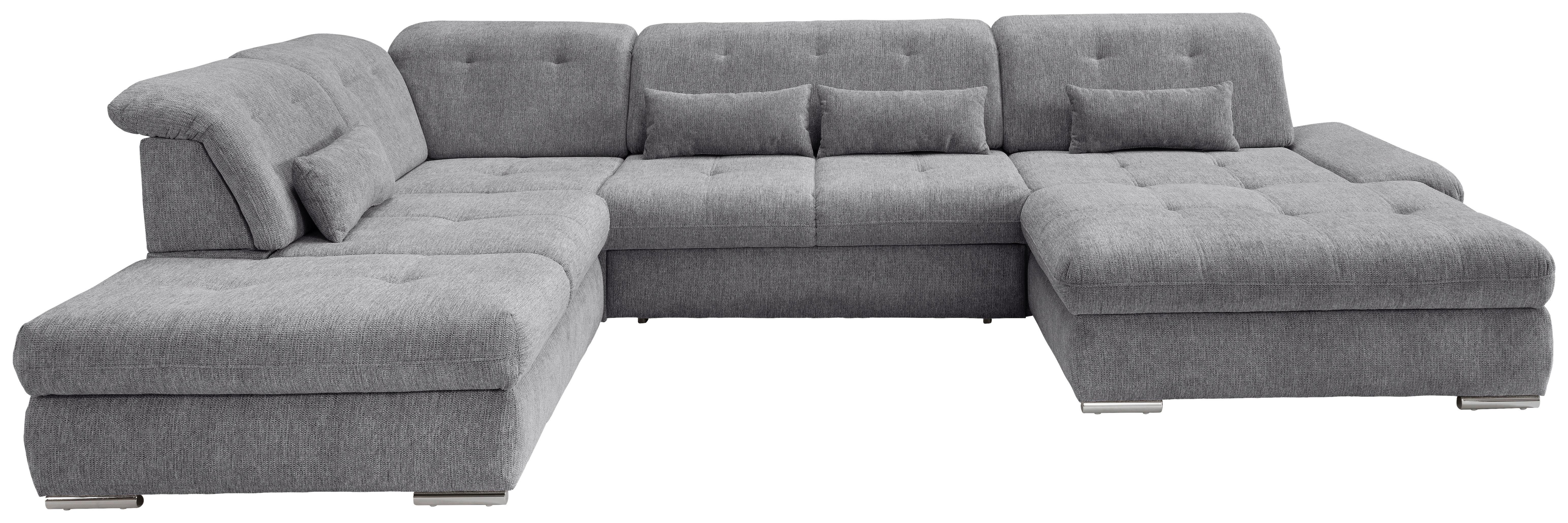 Wohnlandschaft Dalida Dunkelgrau U: 254x376x195 Cm - Chromfarben/Dunkelgrau, MODERN, Textil (254/376/195cm) - Livetastic