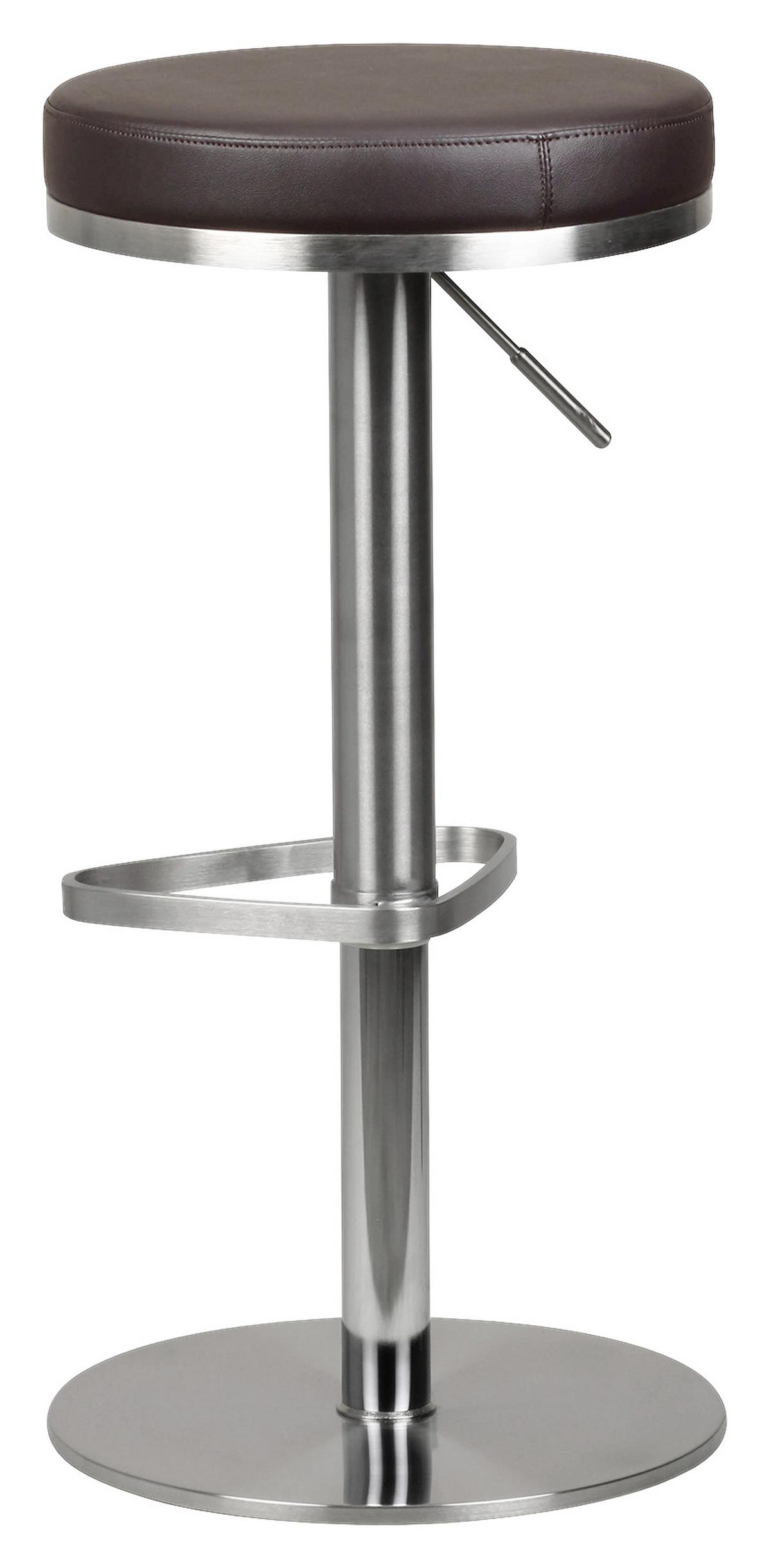 Barhocker höhenverstellbar und 360° drehbar Braun - Silberfarben/Braun, MODERN, Textil/Metall (38/57/38cm) - MID.YOU