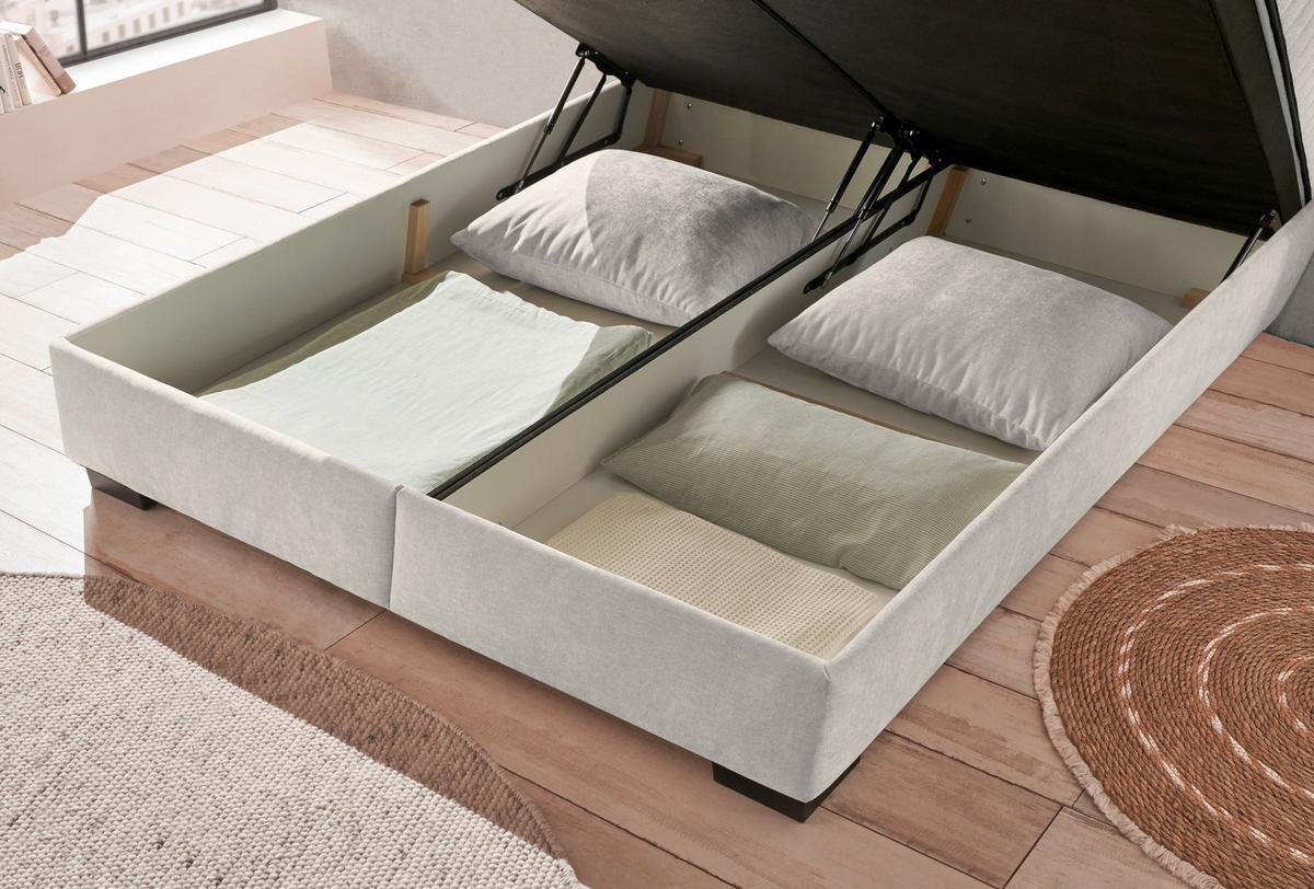 Boxbett Nagol C - Beige/Schwarz, MODERN, Holzwerkstoff/Textil (180/200cm) - MID.YOU