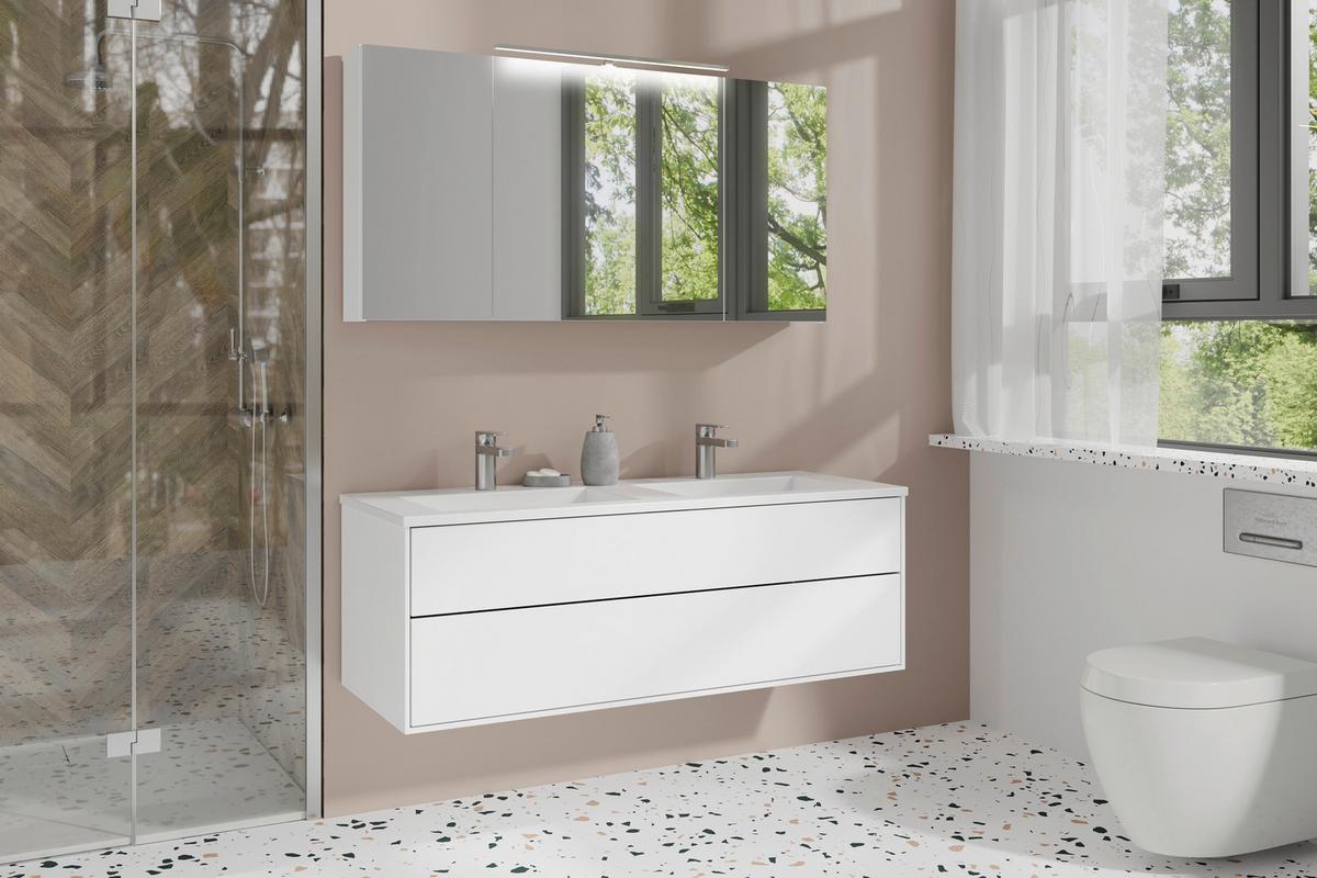 Spiegelschrank Spree Weiß B: 120 cm - Weiß, MODERN, Glas/Holzwerkstoff (120/60/20cm) - MID.YOU