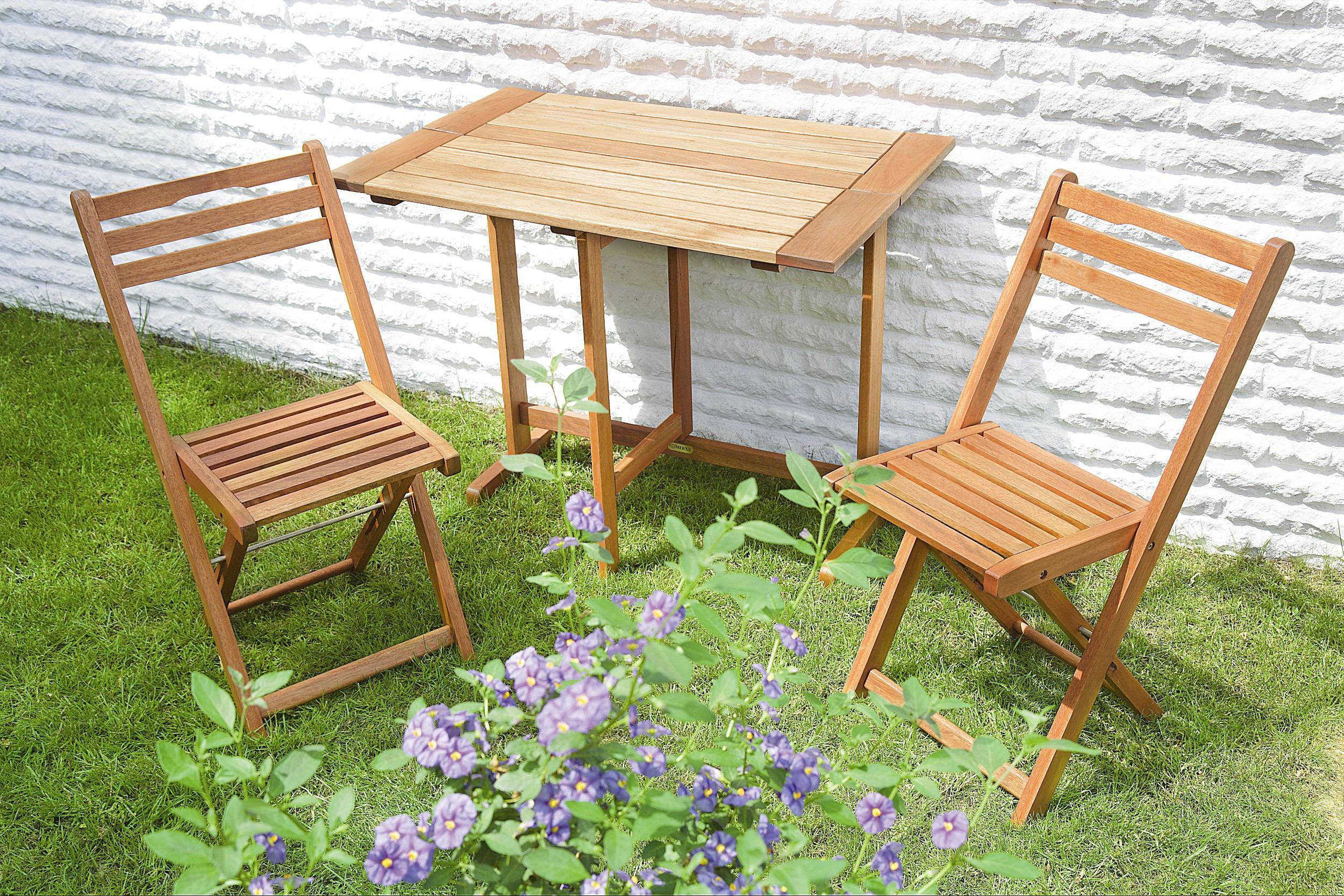 Gartensessel Klappbar 2er-Set Porto Echtholz - Naturfarben, KONVENTIONELL, Holz (40/82/49cm) - Gardenson