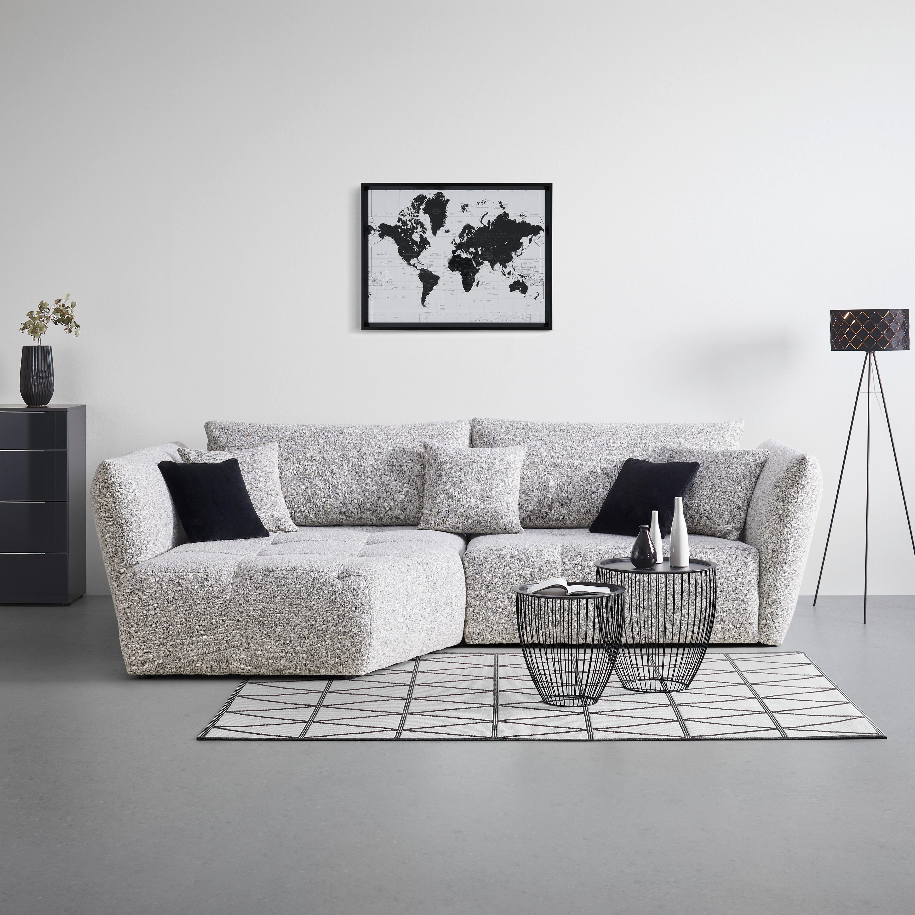 Sedacia súprava BONNY, ľavá, béžová / čierna, 5x vankúš - čierna/béžová, Modern, textil (193/300cm) - Premium Living