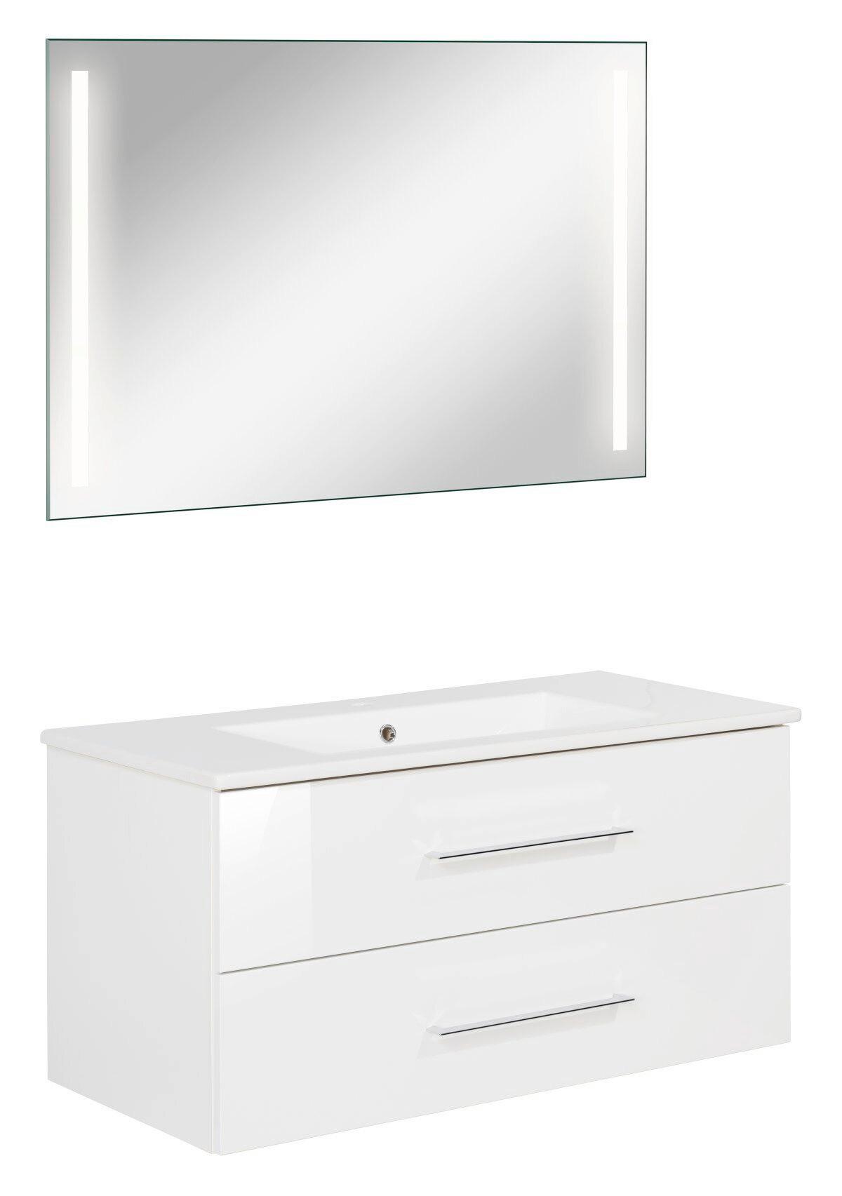 Badezimmer B.Perfekt Weiß 3-Teilig - Weiß Hochglanz/Weiß, Basics, Keramik/Holzwerkstoff (103cm) - MID.YOU
