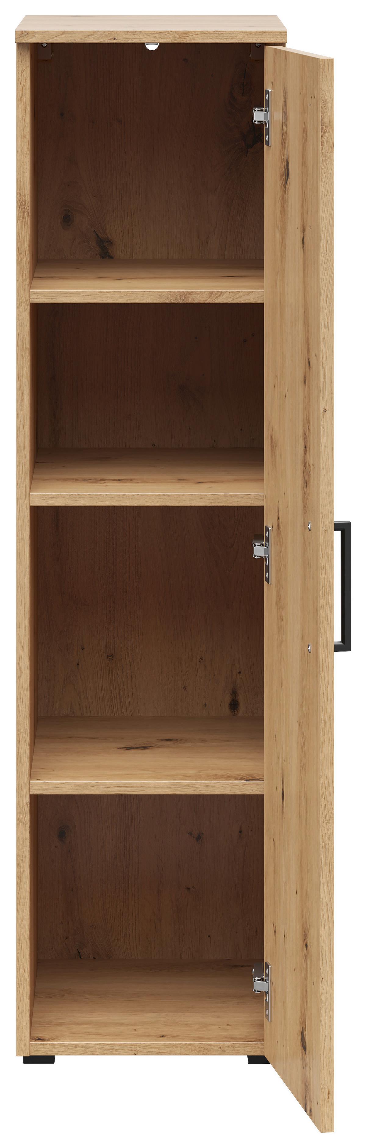 Skriňa CABINET š: 30 cm - čierna/dub artisan, Modern, kompozitné drevo/plast (30/115/40cm)