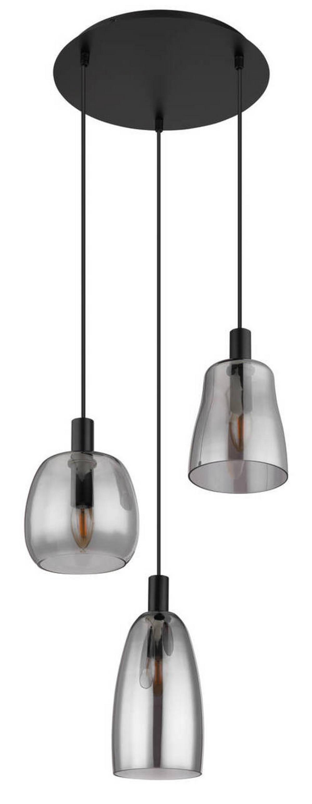 Hängeleuchte 15789-3hb - Schwarz, Design, Glas/Metall (43/150cm) - Globo