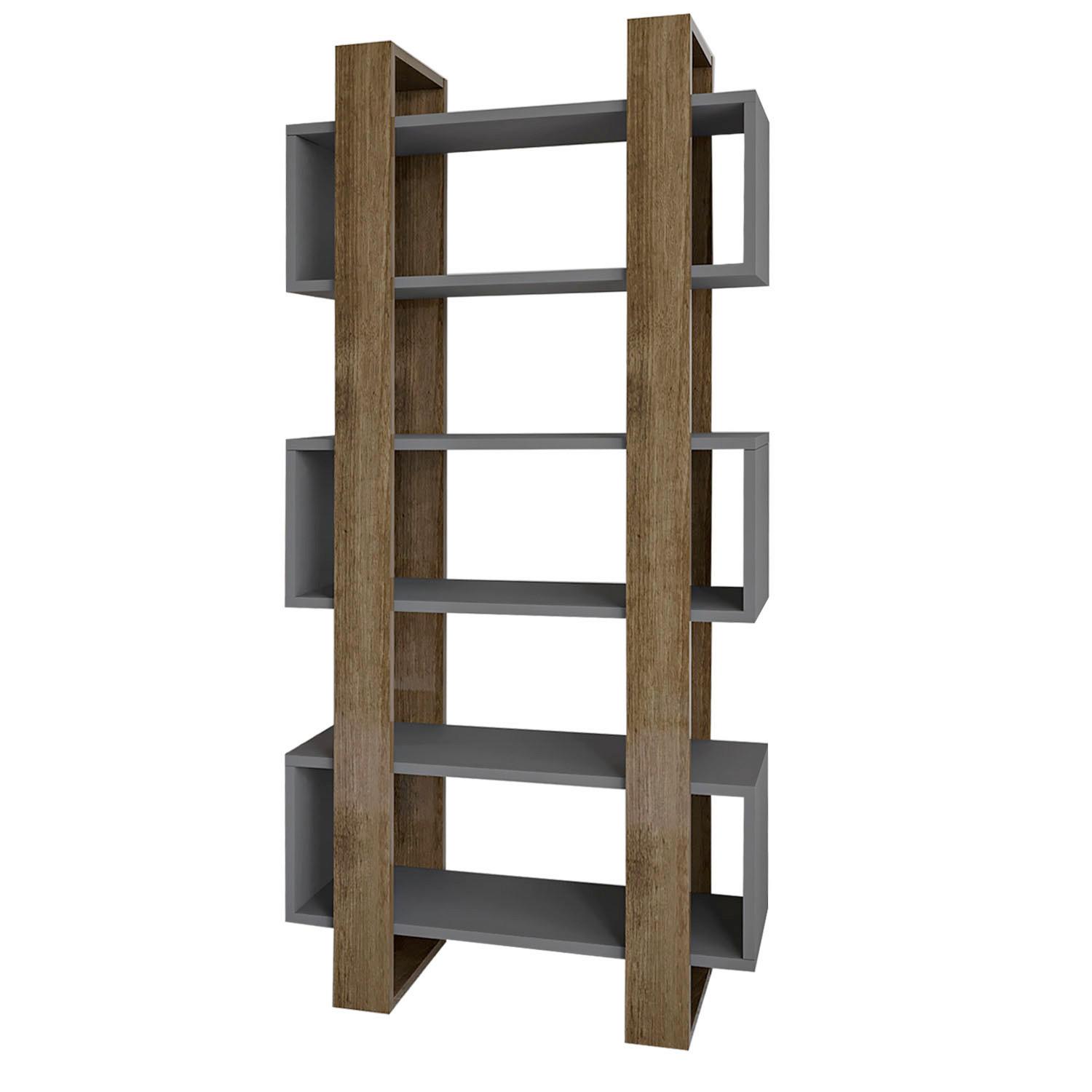 Regal Milano Anthrazit, Walnussfarbe B:80cm - Anthrazit/Walnussfarben, Design, Holzwerkstoff (80/160/29cm) - Livetastic