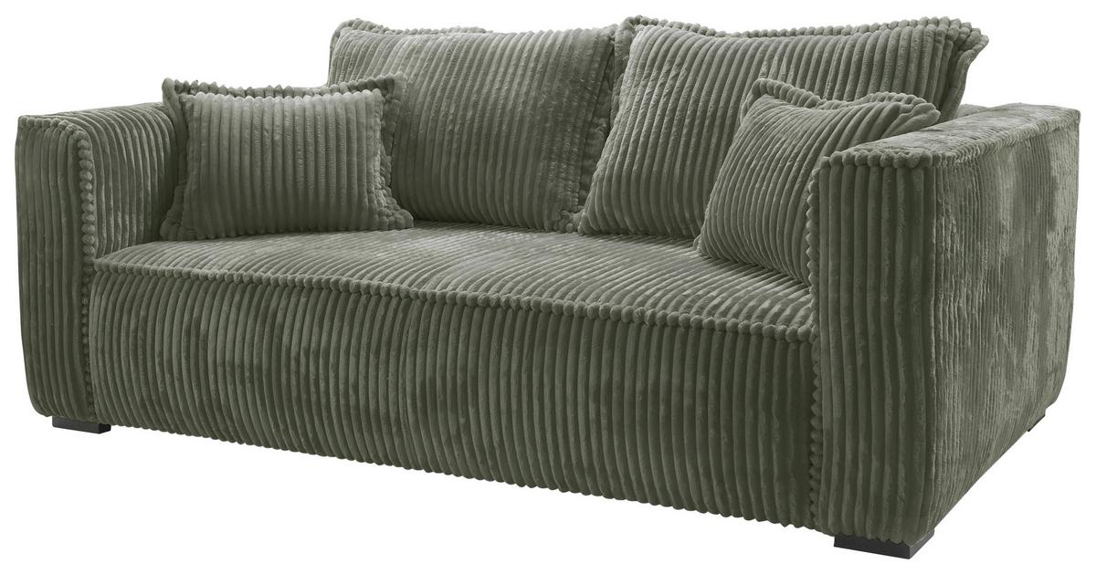 Sofa Modena Inkl. Kissen Grün, B: 223 Cm - Schwarz/Grün, Design, Textil (223/95/121cm) - MID.YOU