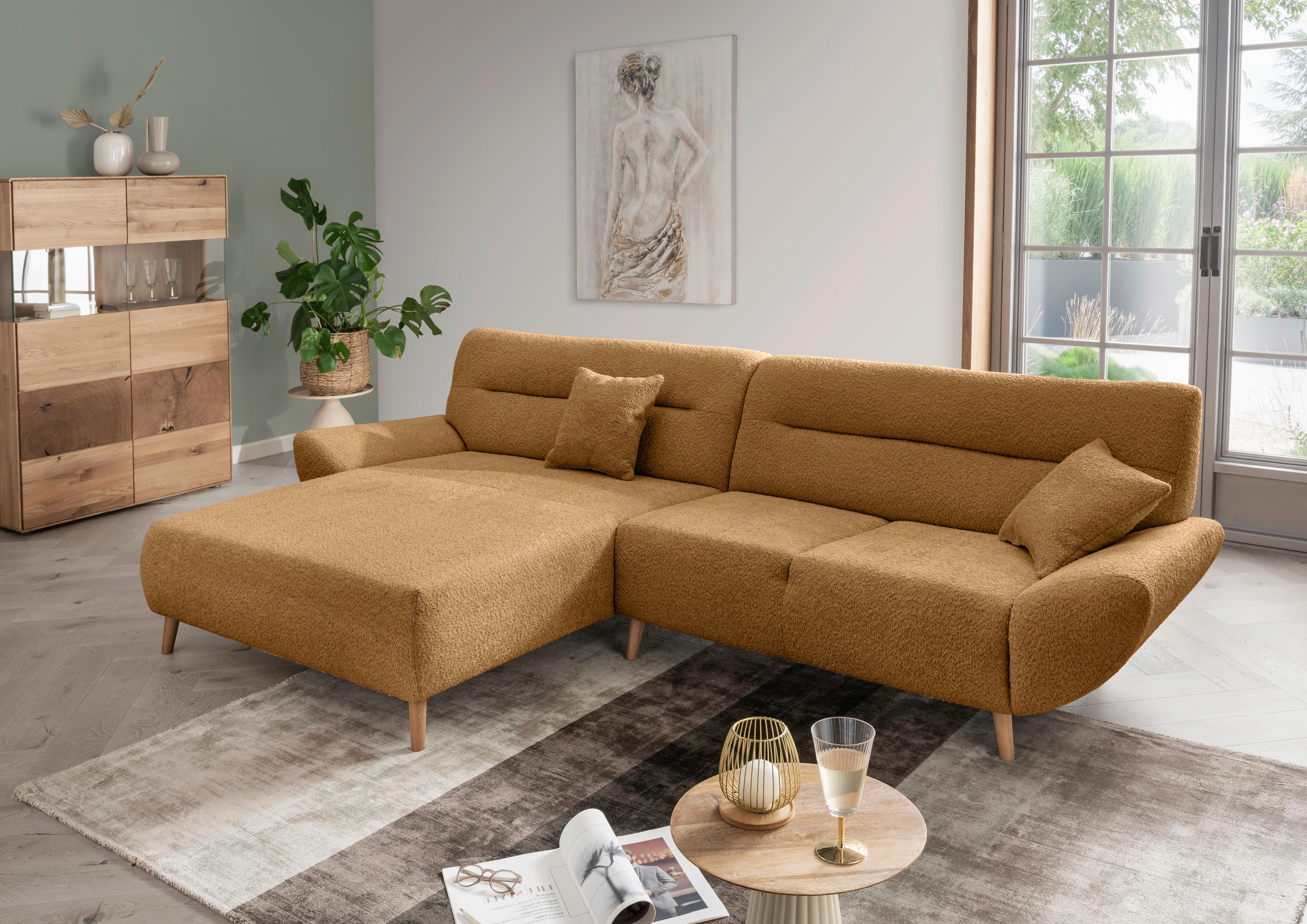 Ecksofa Drago Goldfarben S: 166x290 cm - Wildeiche/Goldfarben, KONVENTIONELL, Textil (166/290cm) - Sadena