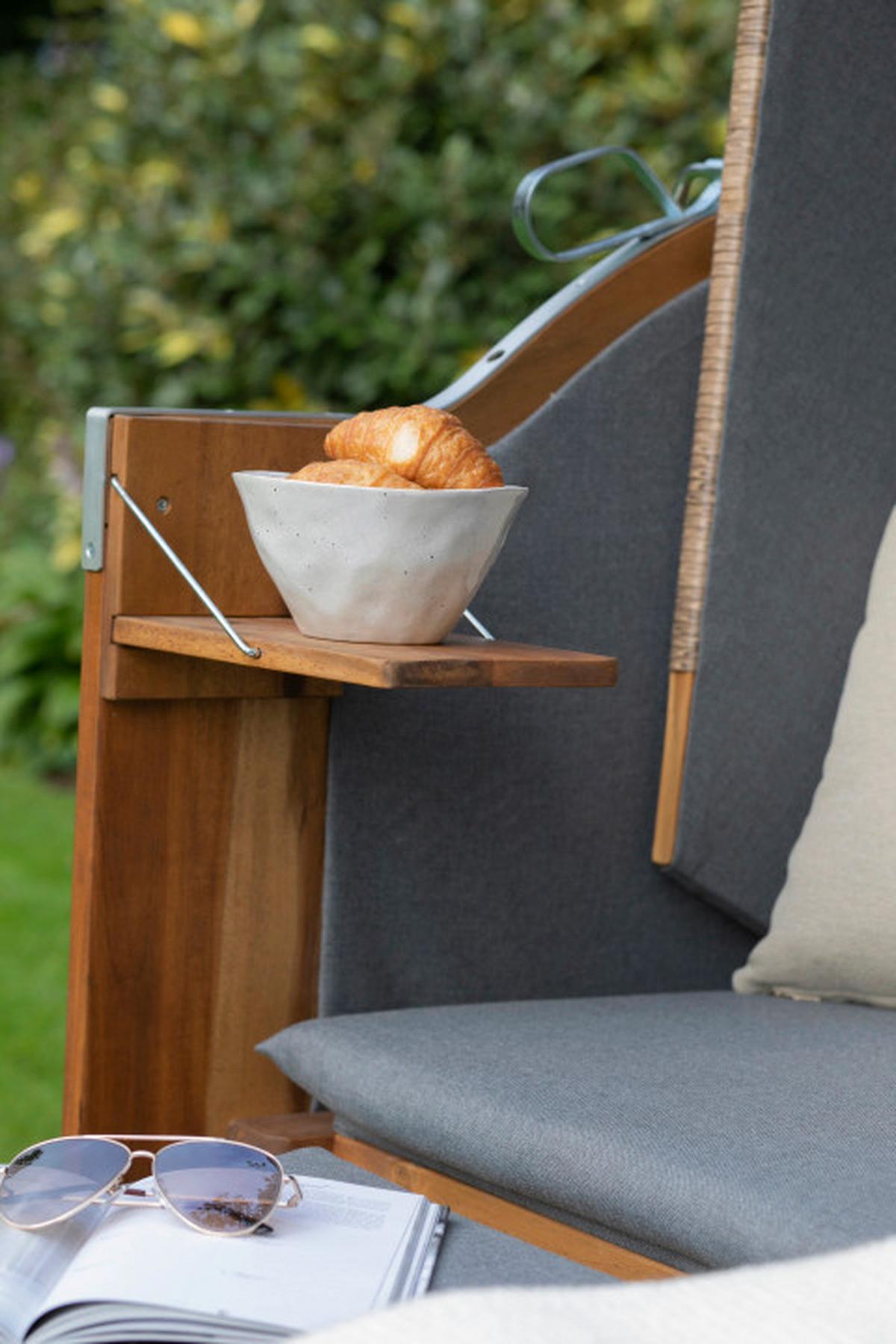 Strandkorb Trend 45 Pe Walnut Des. 751 - Beige/Grau, Basics, Holz/Textil (120/155/80cm)
