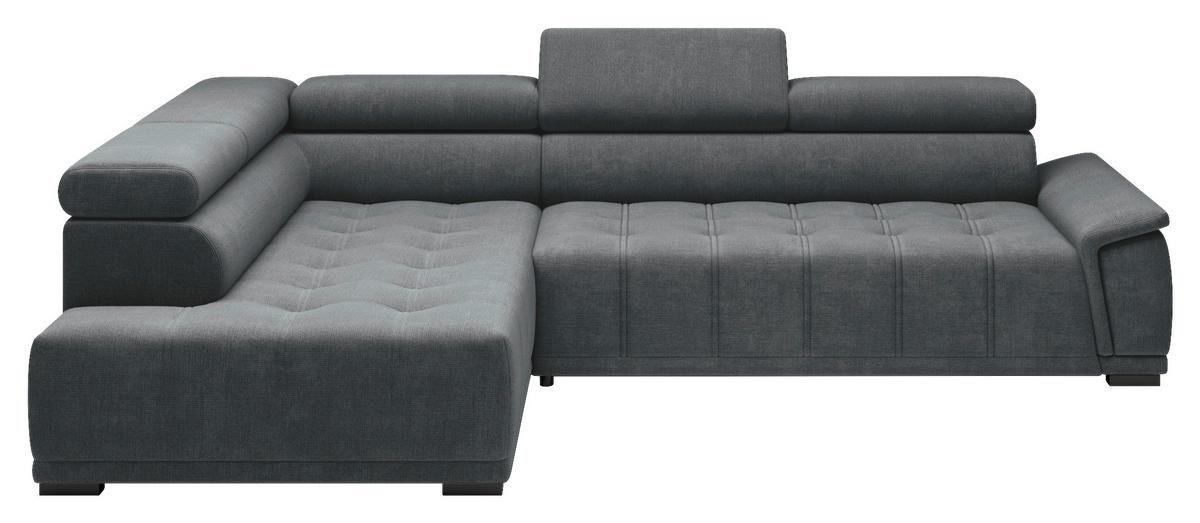 Rohová sedačka GRINALDI, levá, antracitová - černá/antracitová, Moderní, textil/plast (206/283cm) - Premium Living