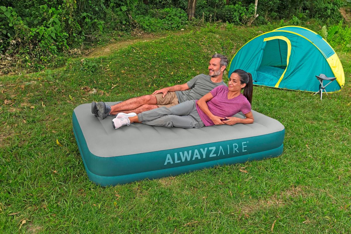 Luftbett Michael 203x152x36 Cm Bis 350kg, Inkl. Pumpe - Grau/Hellblau, KONVENTIONELL, Kunststoff/Metall (203/152/36cm) - Bestway