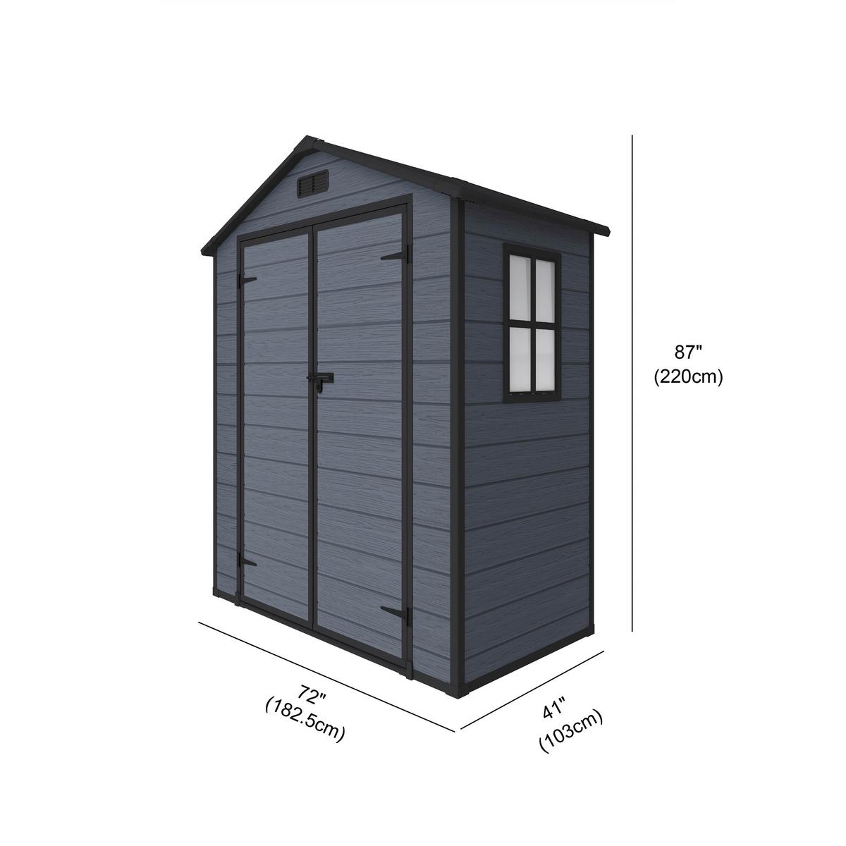 Gartenhaus Bayonne versperrbar 183x220x103 cm, hellgrau - Grau, MODERN, Kunststoff/Metall (183/220/103cm) - Homezone