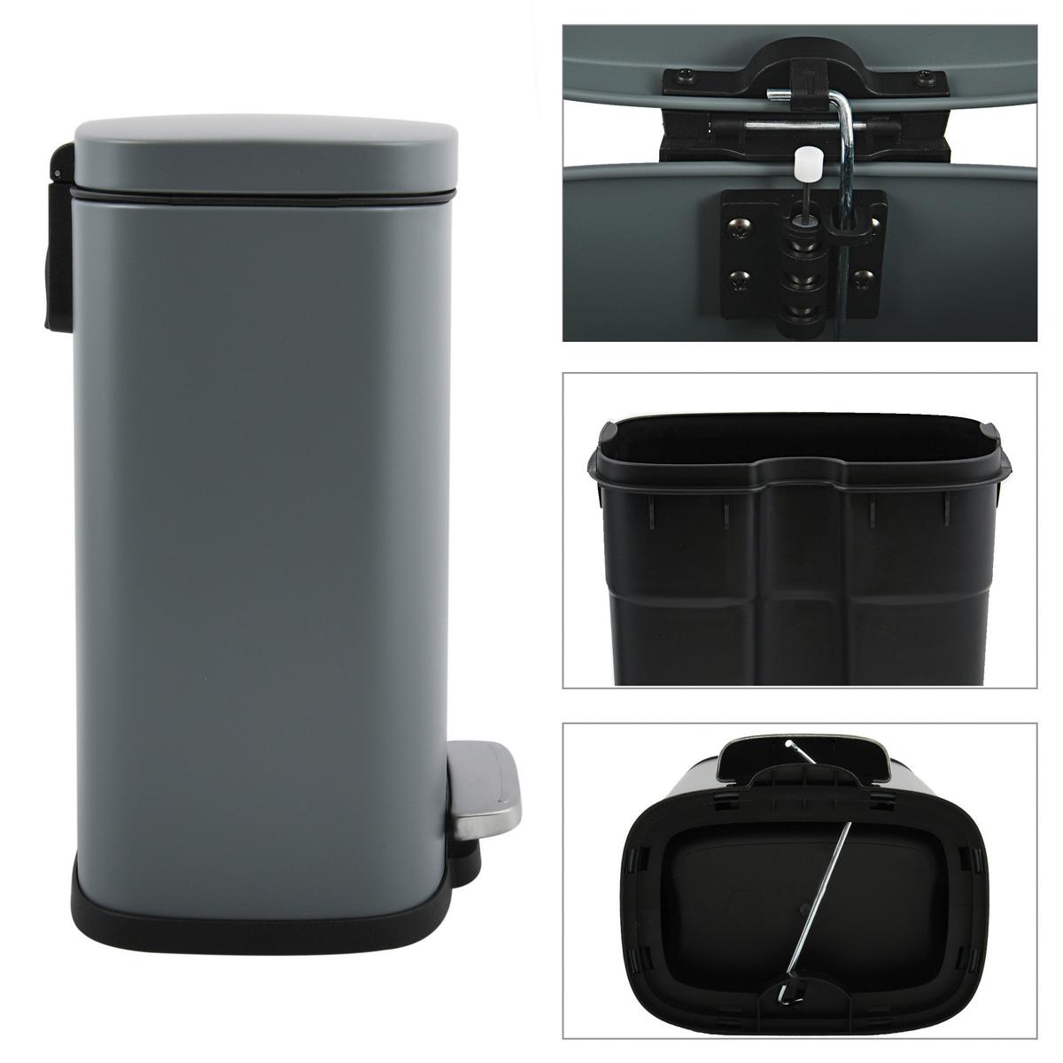 Treteimer Akira 12 Liter Dunkelgrau Metall - Dunkelgrau/Schwarz, Basics, Kunststoff/Metall (28/19,3/37,9cm) - Spirella