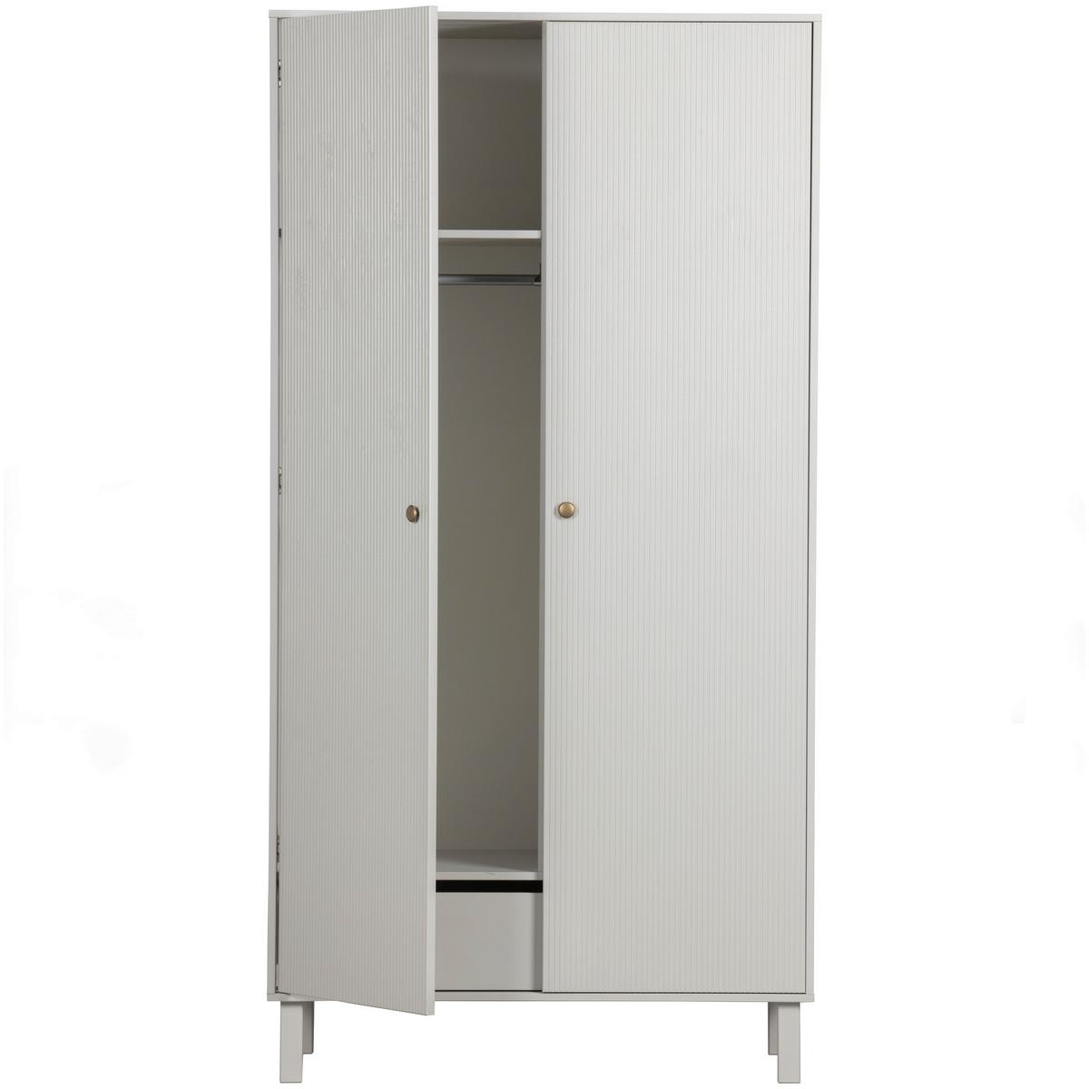 Garderobenschrank Madu Hellgrau B: 100 Cm - Hellgrau, Design, Holz (100/195/53cm) - Livetastic