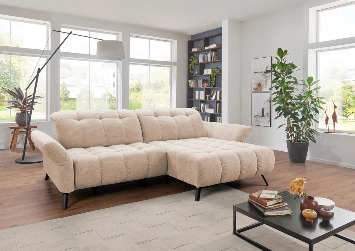 Ecksofa Coast Beige B: 244-270 cm - Beige/Schwarz, KONVENTIONELL, Holzwerkstoff/Textil (244-270/87-104/173cm)