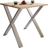 Esstisch Xona 80x50 Cm Silberfarben/eiche Dekor - Silberfarben/Sonoma Eiche, Basics, Holzwerkstoff/Metall (80/50/76cm) - MID.YOU