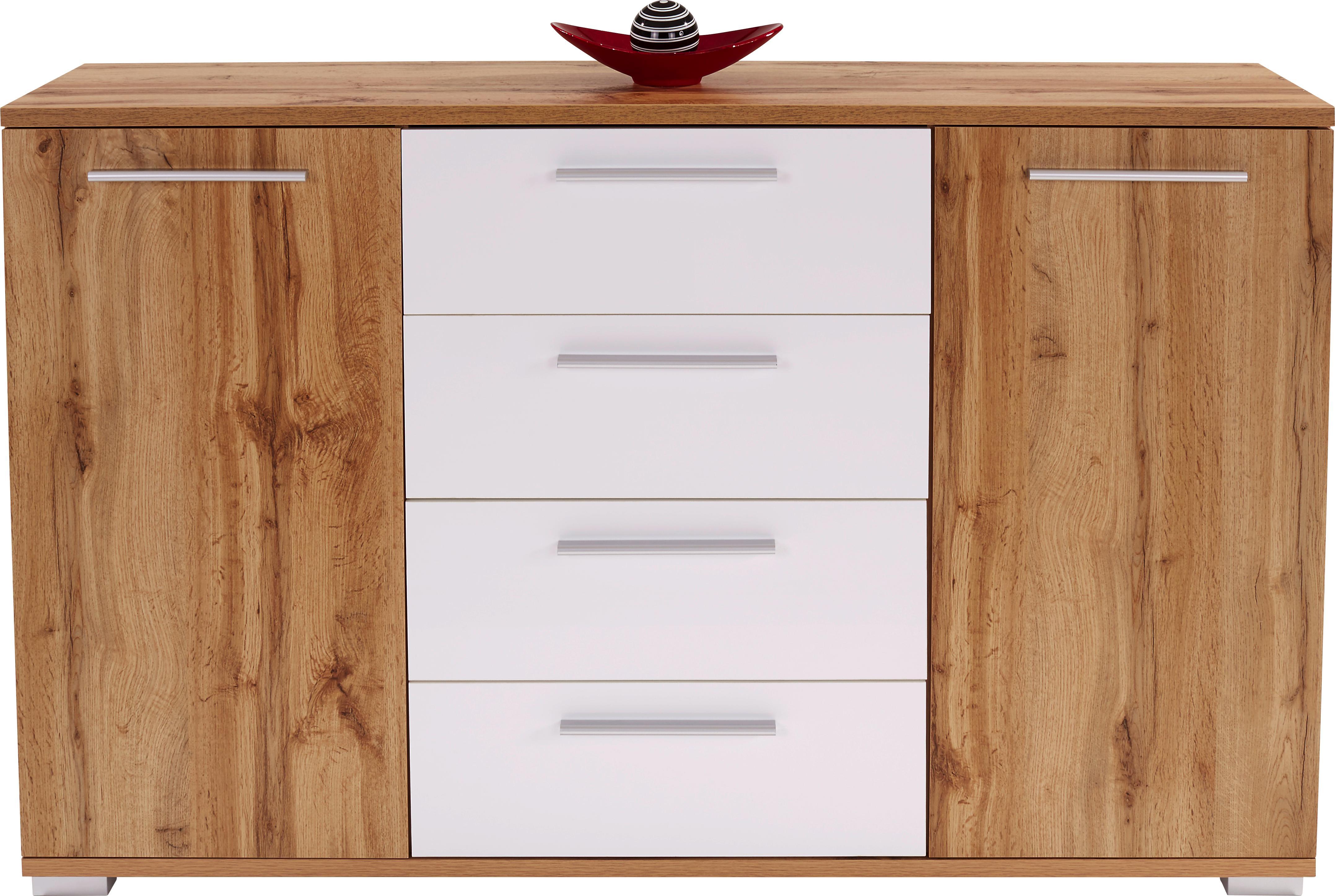 Komód Beluga - Tölgyfa/Fehér, modern, Faalapú anyag (150/92/38cm)