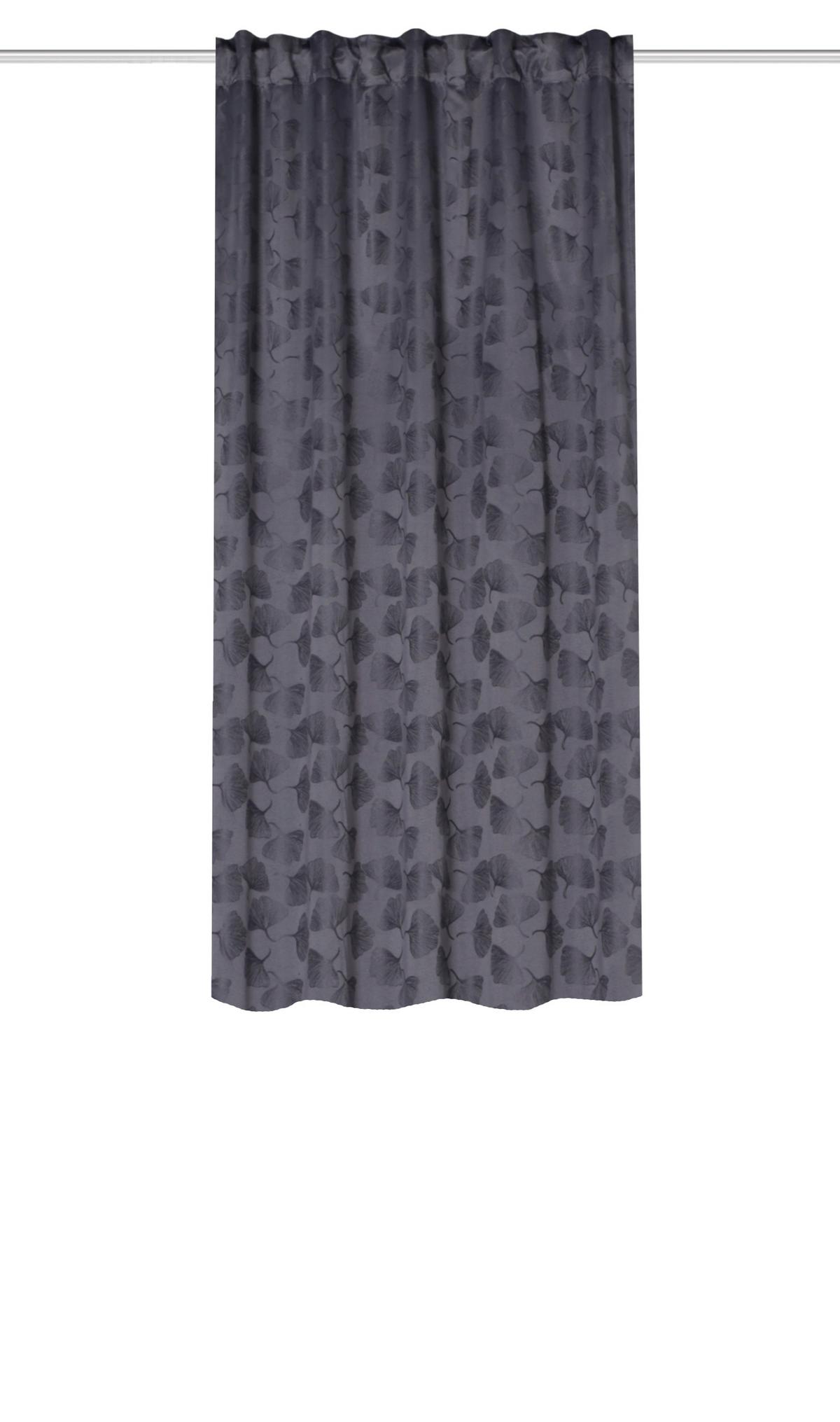 Fertigvorhang Gingko - Anthrazit, Trend, Textil (135/175cm)