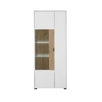 Vitrine Hudson Weiß/Eichefarben B: 75 cm - Eichefarben/Schwarz, Design, Glas/Holzwerkstoff (75/180/38cm) - MID.YOU