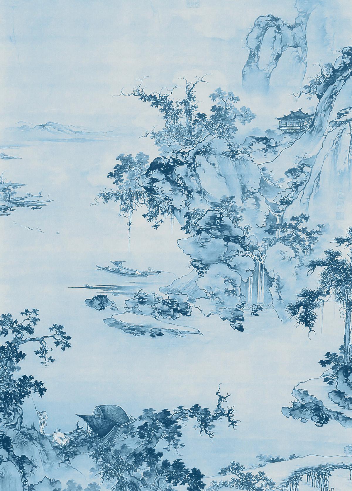 Fototapete Blue China - Blau, Trend (200/280cm)