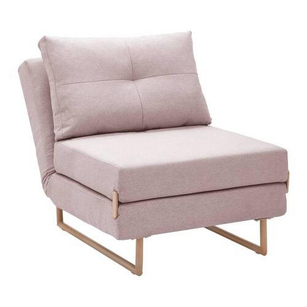 Rozkladacia pohovka Malic - ružová - ružová/farba duba, Modern, kov/textil (80/84/90cm) - Bessagi Home
